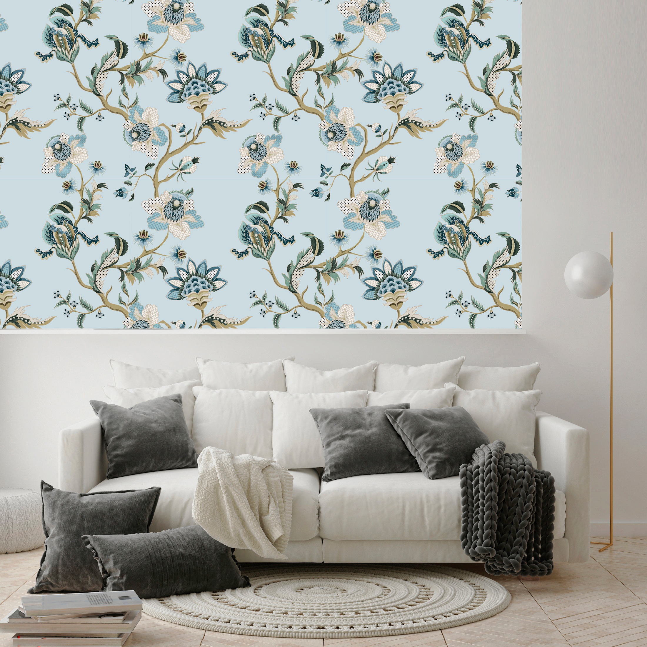 queence Vinyltapete »Paulina«, bedruckt-Motiv-botanisch-floral-gemustert-natürlich, 90x250cm, selbstklebend, kinderleichte Anbringung, Sticker