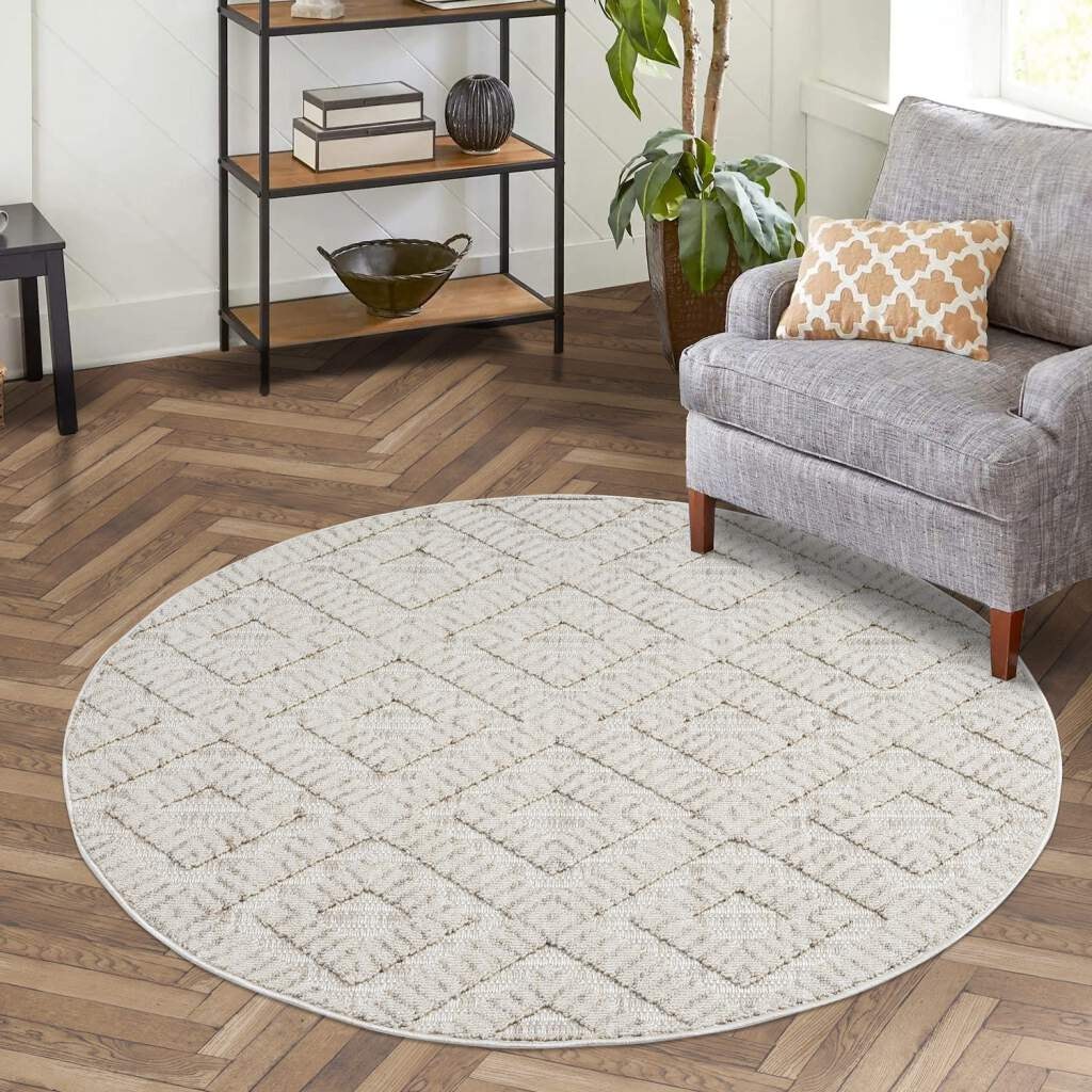 Carpet City Teppich »CLASICO 8927«, rund, Kurzflor, Hochtief-Muster/ 3D-Effekt Rauten, Wohnzimmer