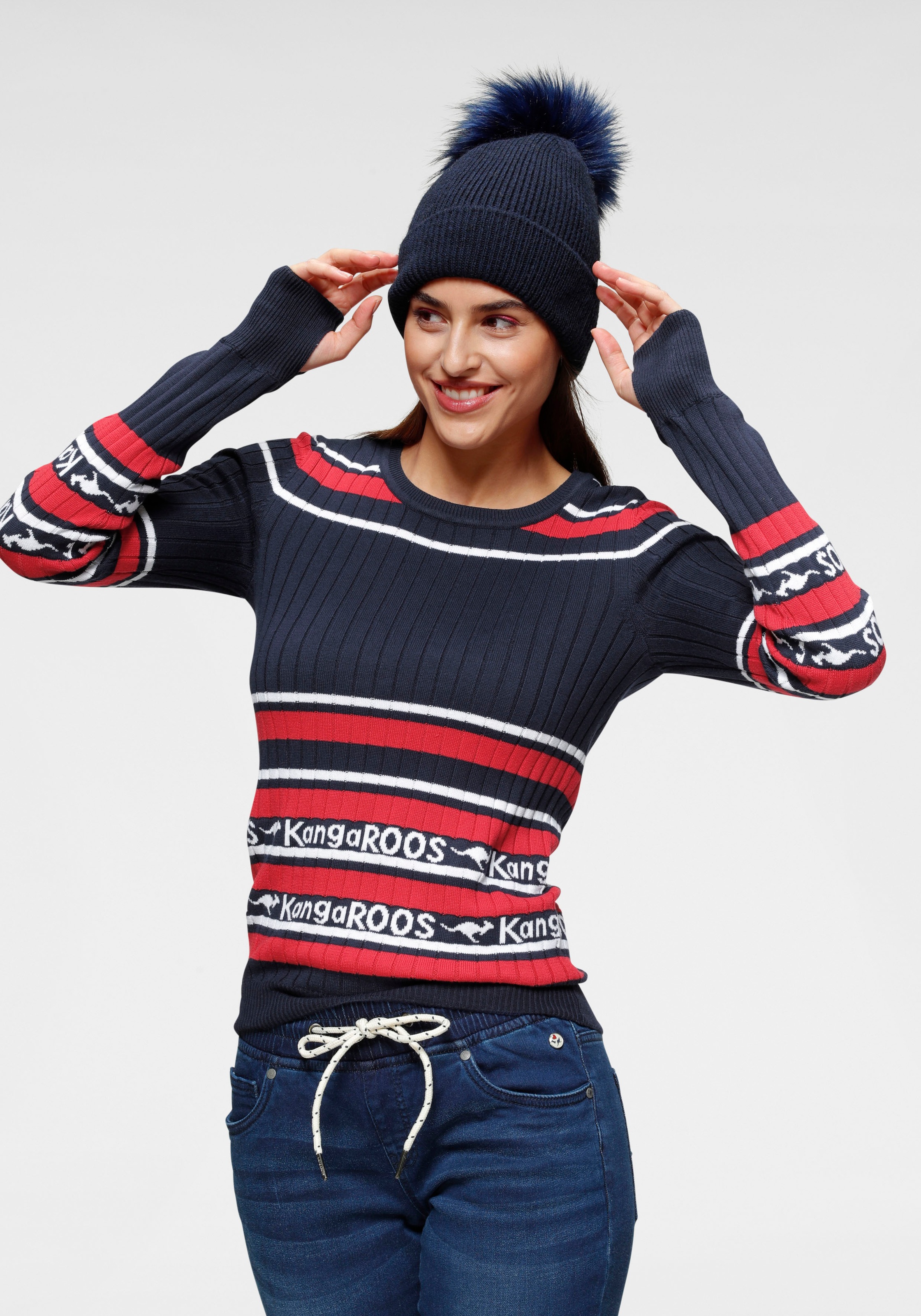 Image of KangaROOS Rundhalspullover, im stilvollem Streifen-Design bei Ackermann Versand Schweiz