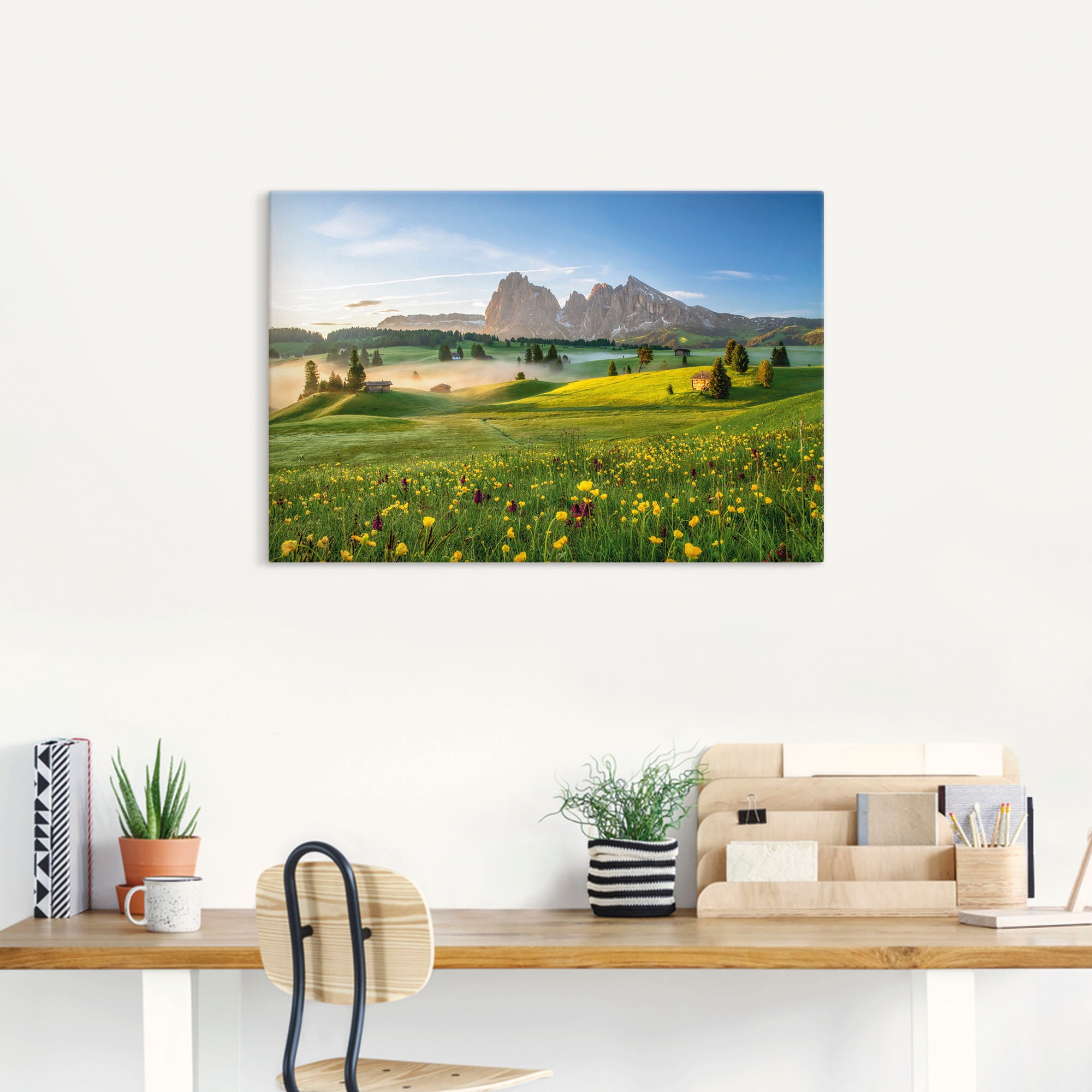 Artland Wandbild »Frühling auf der Seiser Alm« Berge & Alpenbilder 1 Stk. tlg. auf Holzrahmen gespannt