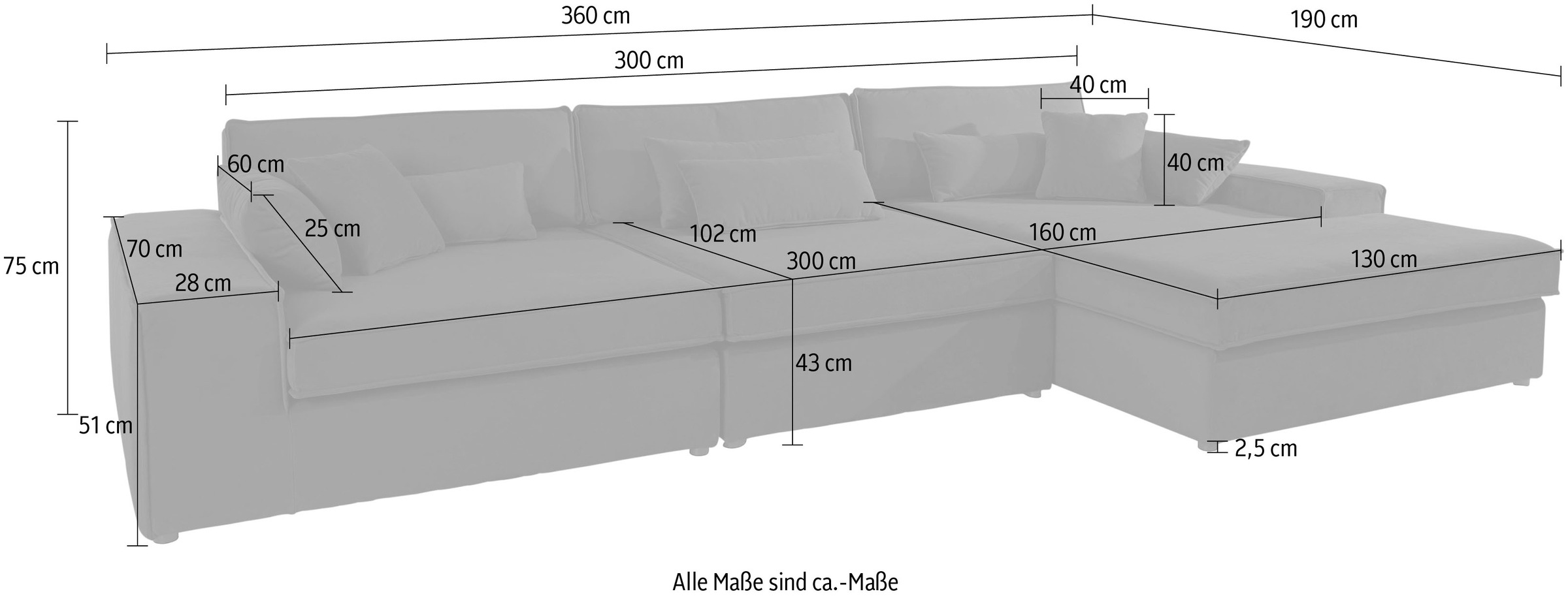 RAUM.ID Ecksofa »Enid L-Form«, 3 Teile, bestehend aus Modulen, in vielen Bezügen, auch in Breitcord