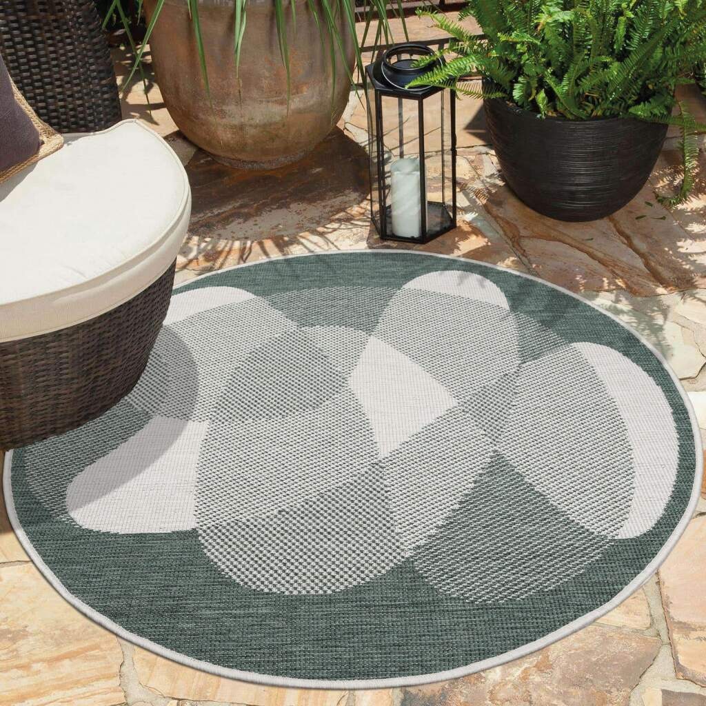 Carpet City Outdoorteppich »DUO RUG 5835« rund 5 mm Höhe Wendeteppich Wetterfest In- & Outdoor, Balkon, Terrasse, Wohnzimmer