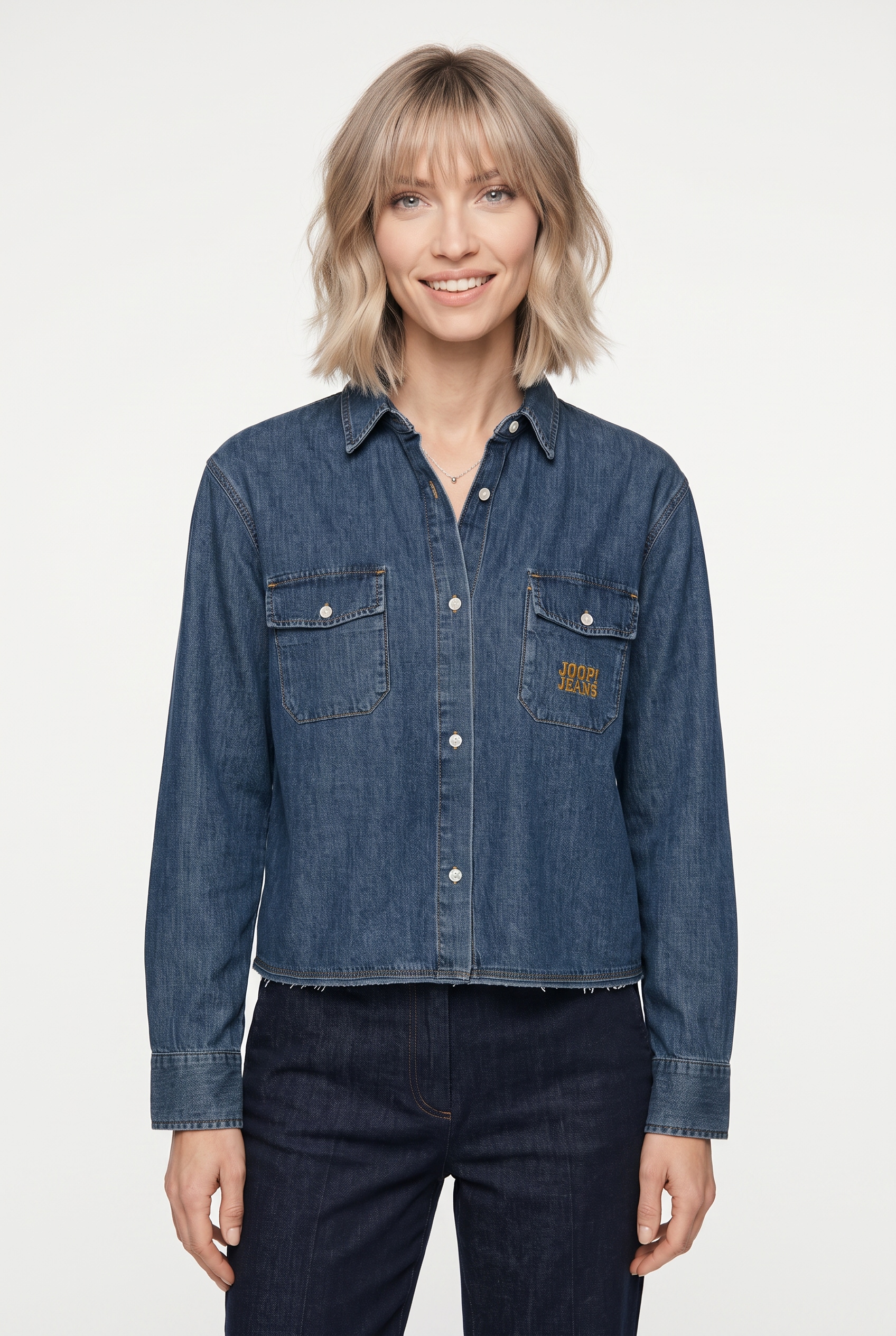 Image of JOOP Jeansbluse "Ude" Regular fit mit Hemdkragen und Rückenfalte