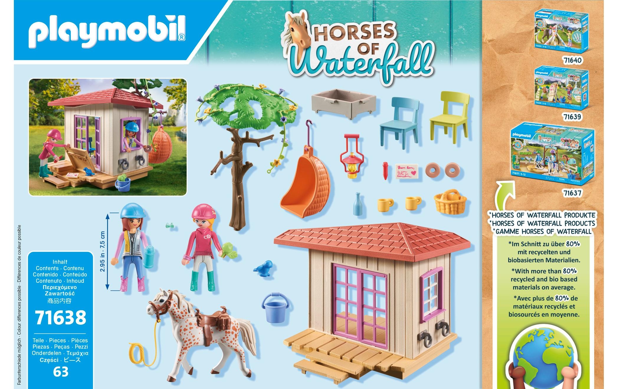 Playmobil® Spielbausteine »Horses of Waterfall Geheimes Clubhaus für Pferdefans 71638«, (63 St.)