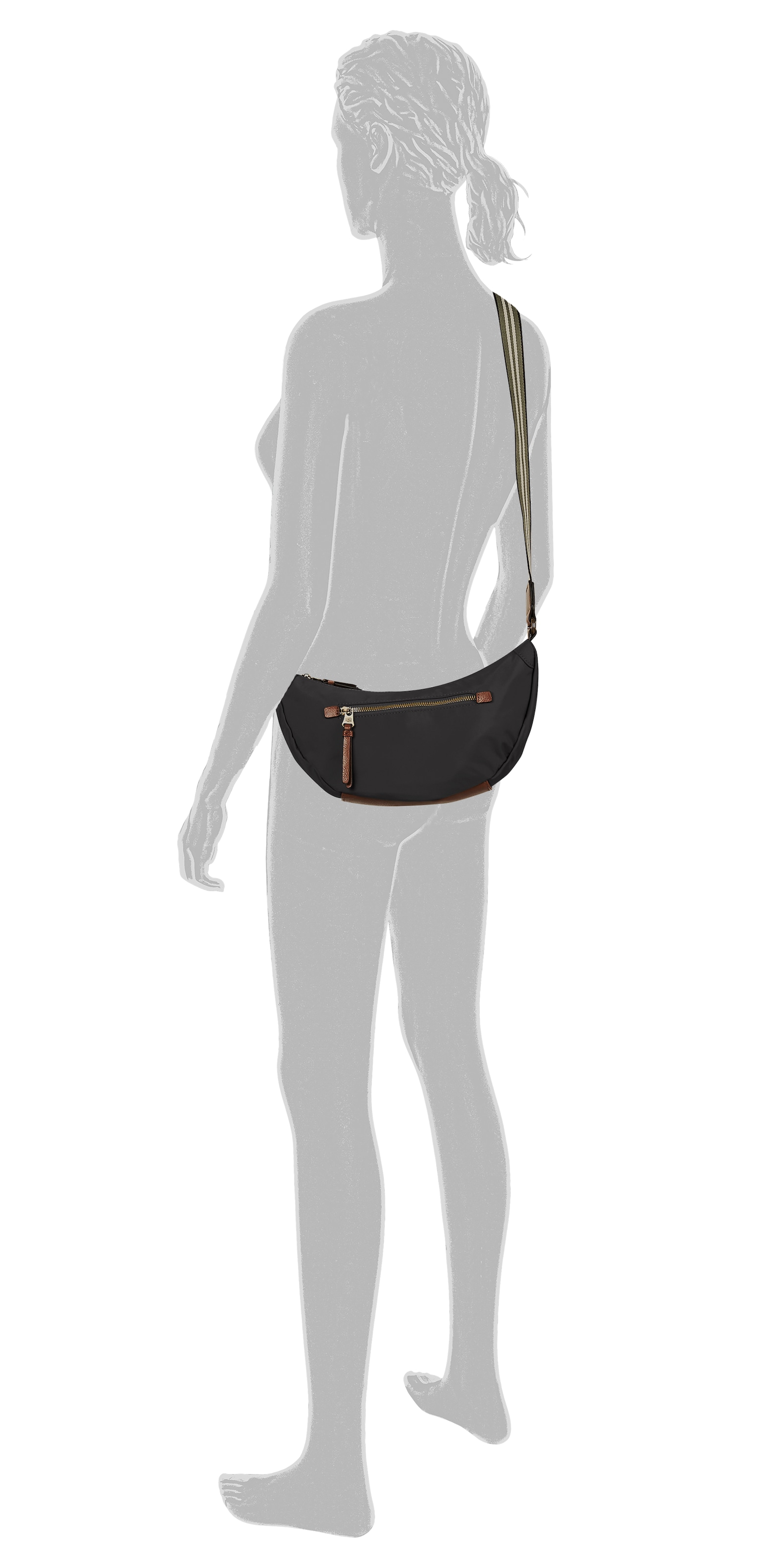 camel active Sac à main »Bari« en nylon mat de haute qualité avec sangle tissée rayée