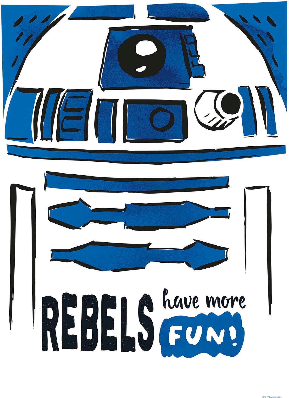 Komar Leinwandbild »Star Wars R2D2 More Fun - Grösse 40 x 60 cm«, Disney, (1 St., 40 x 60 cm (Breite x Höhe), Keilrahmenbild mit Echtholzrahmen, Kinderzimmer