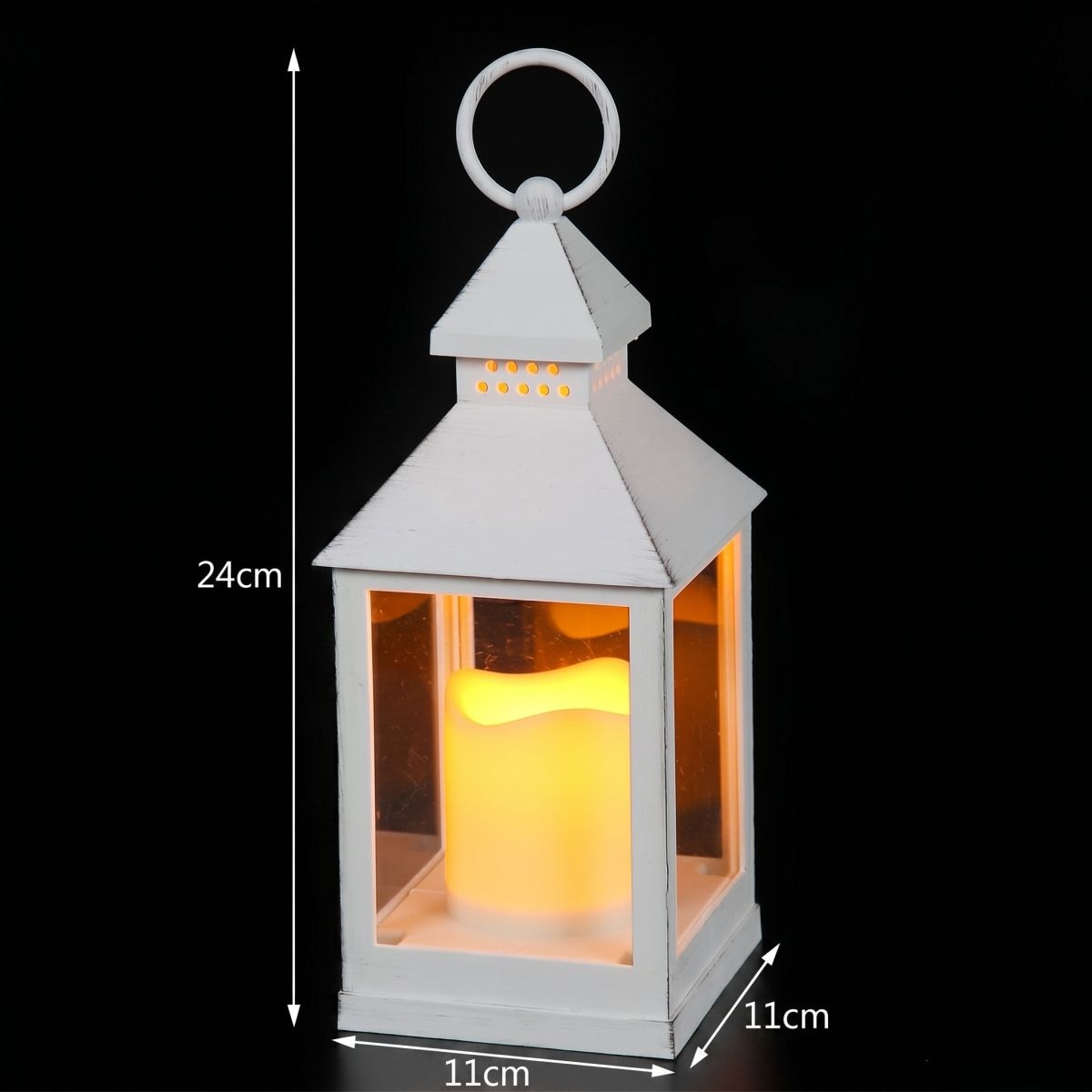 Ambiente Haus Lampe de table extérieure LED »Laterne antikweiss 24cm inkl LED Ke« 1 cuis blanc chaud