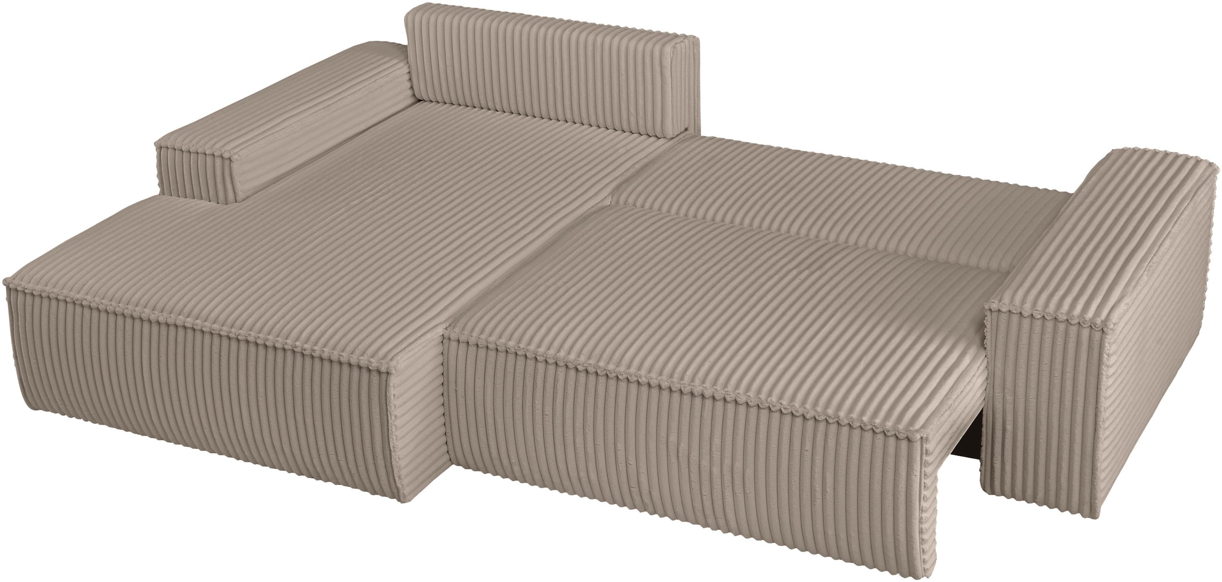 andas Ecksofa »Finnley Schlafsofa 267 cm in Bouclé, Struktur fein u. Cord, L-Form,«, Schlaffunktion m. Bettkasten (136/210 cm), Bouclé, Struktur und Cord