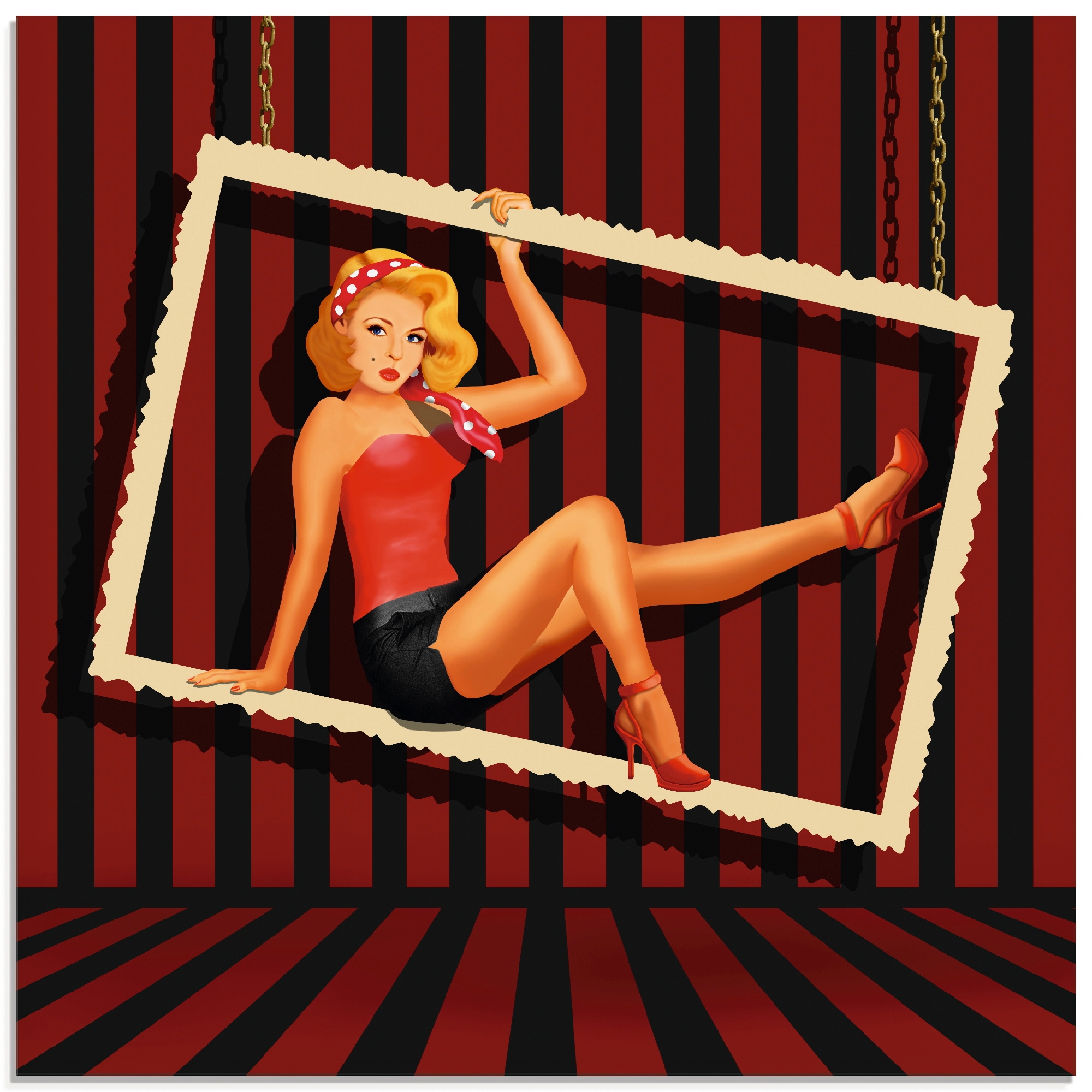 Image of Artland Glasbild "Schönheit aus den 50er Jahren" Frau 1 Stk. tlg. in verschiedenen Grössen