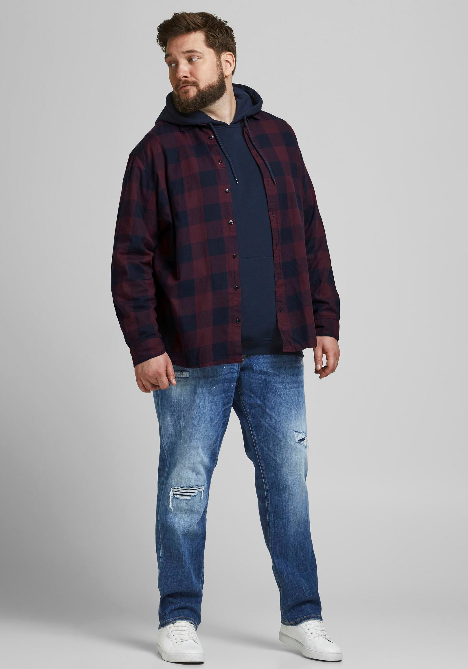 Jack & Jones PlusSize Karohemd »GINGHAM TWILL SHIRT«, Bis Grösse 6XL