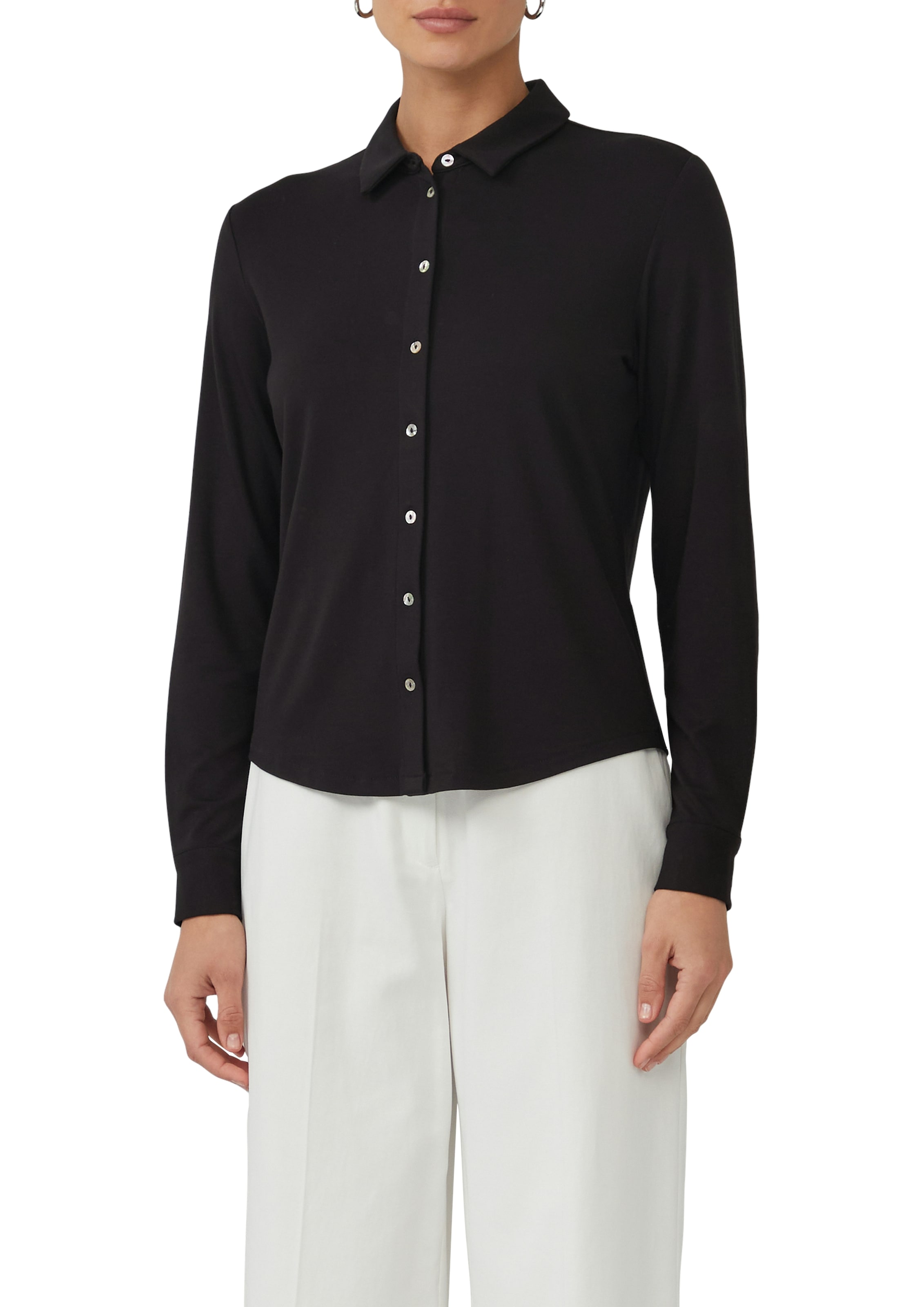 Image of s.Oliver BLACK LABEL Hemdbluse mit Perlmuttknöpfen