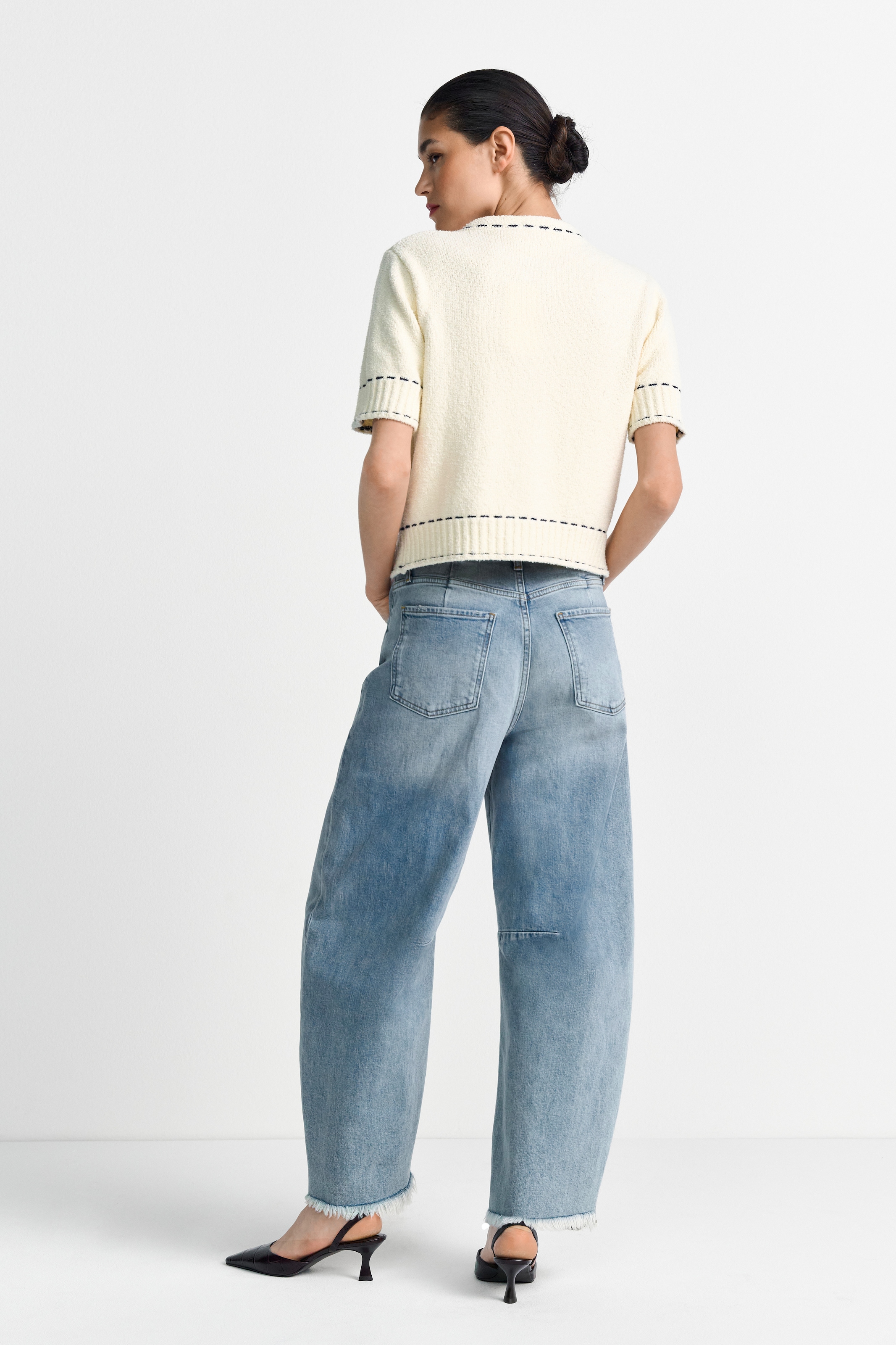 RICHROYAL Strickjacke kontrastfarbene Details, kurzarm, Rundhals