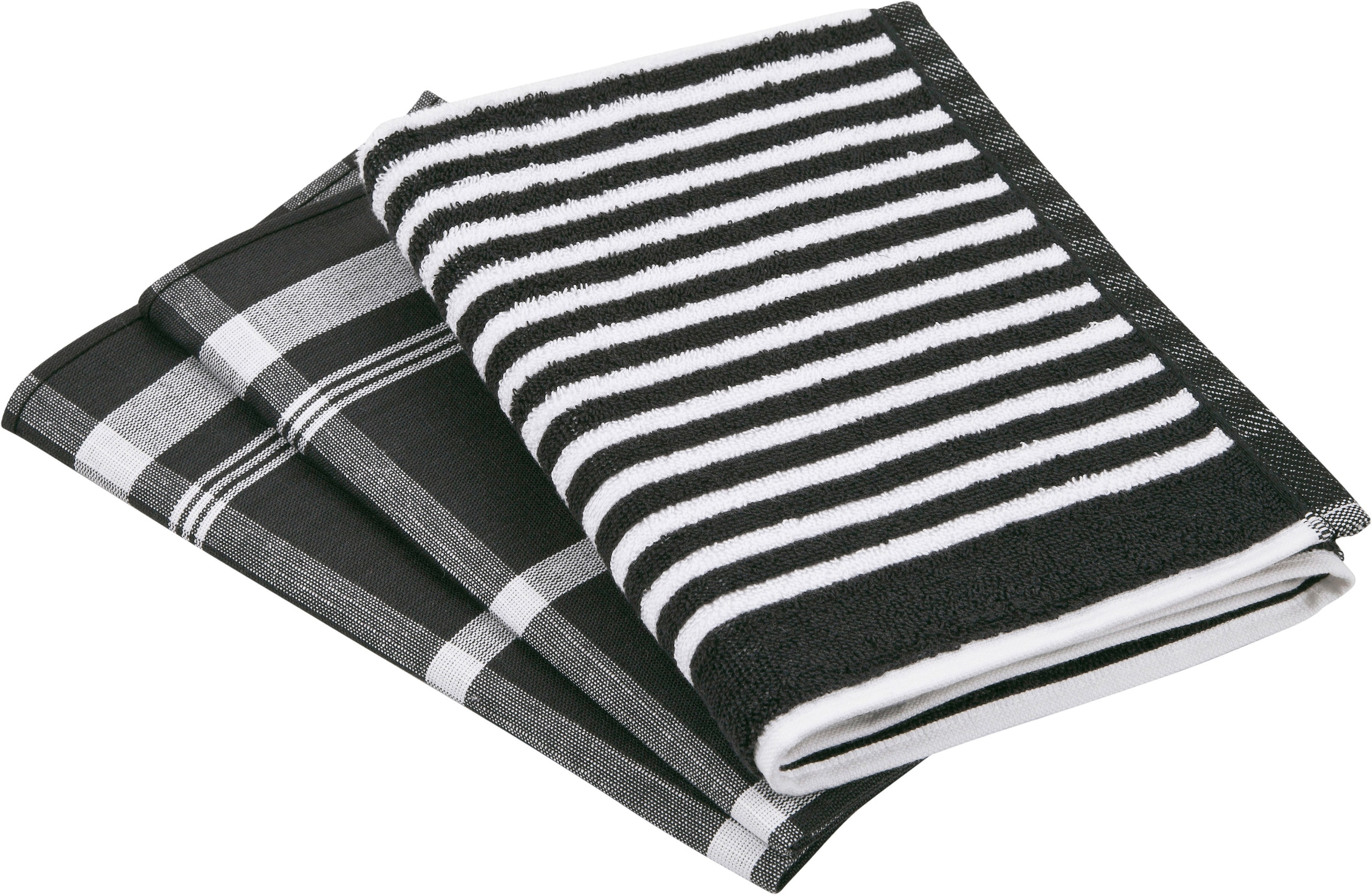 Image of ROSS Geschirrtuch "Exclusiv" Zwirnfrottier Streifen, 1 Küchen-Frottiertuch und 2 Geschirrtücher