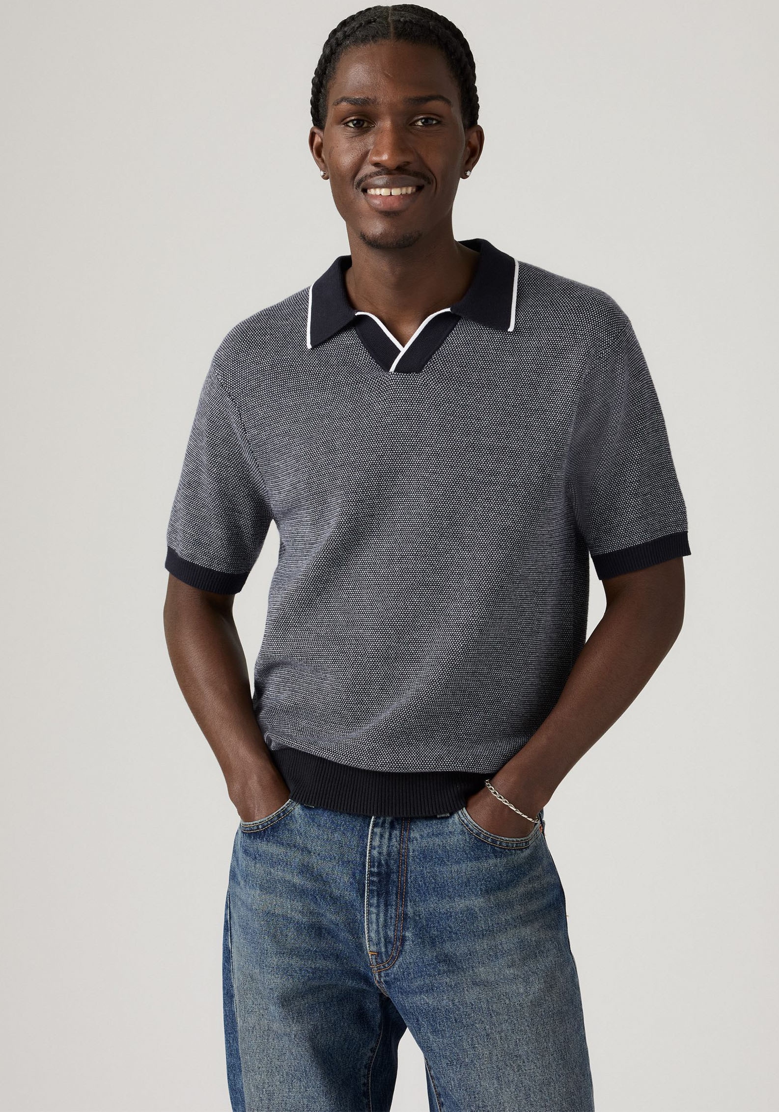 Image of Levis Poloshirt "LV POLO SKIPPER KNIT MULTI-COLOR" Kragen ohne Verschluss