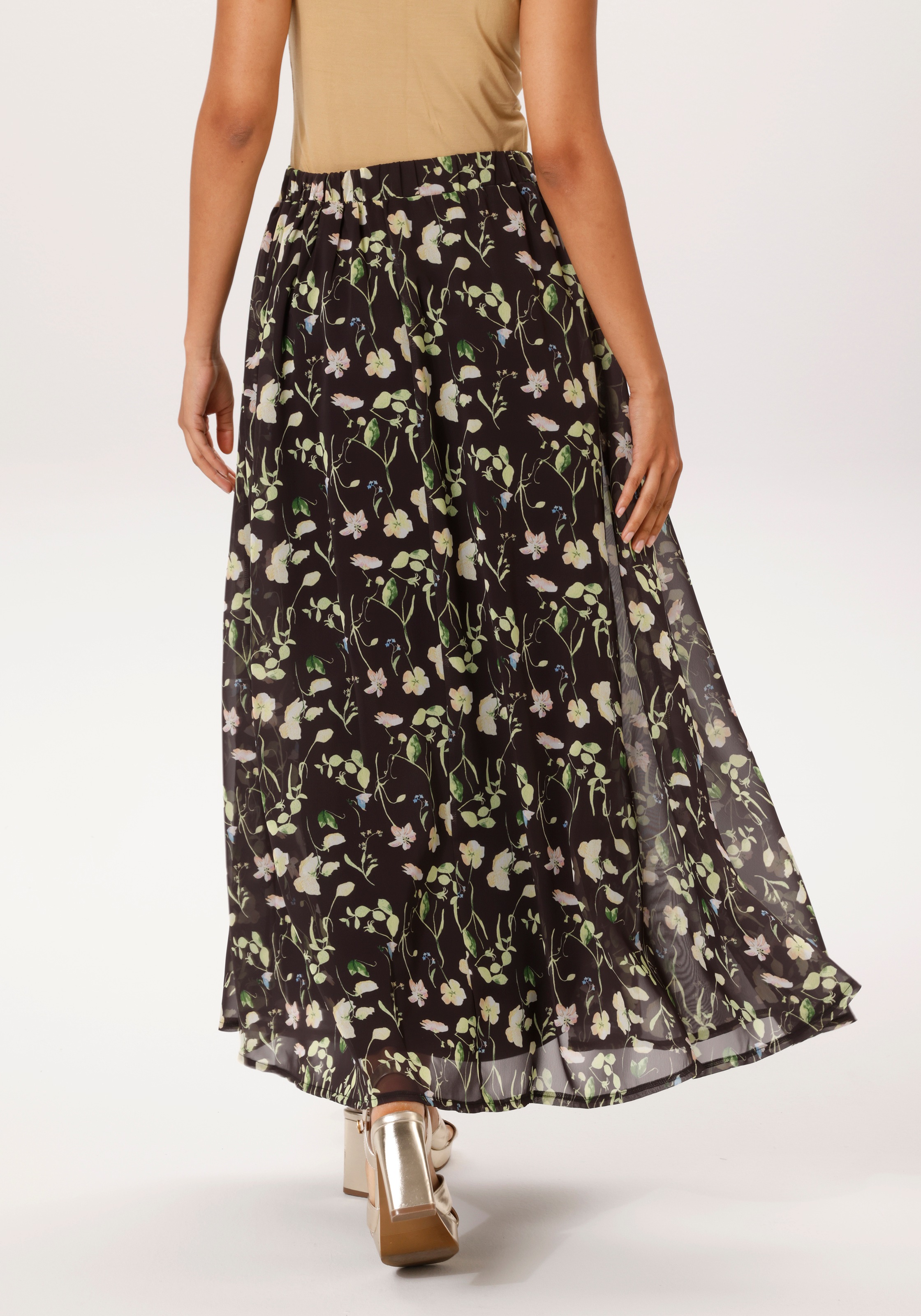 Aniston CASUAL Maxirock mit pastellfarbenen Blumen bedruckt