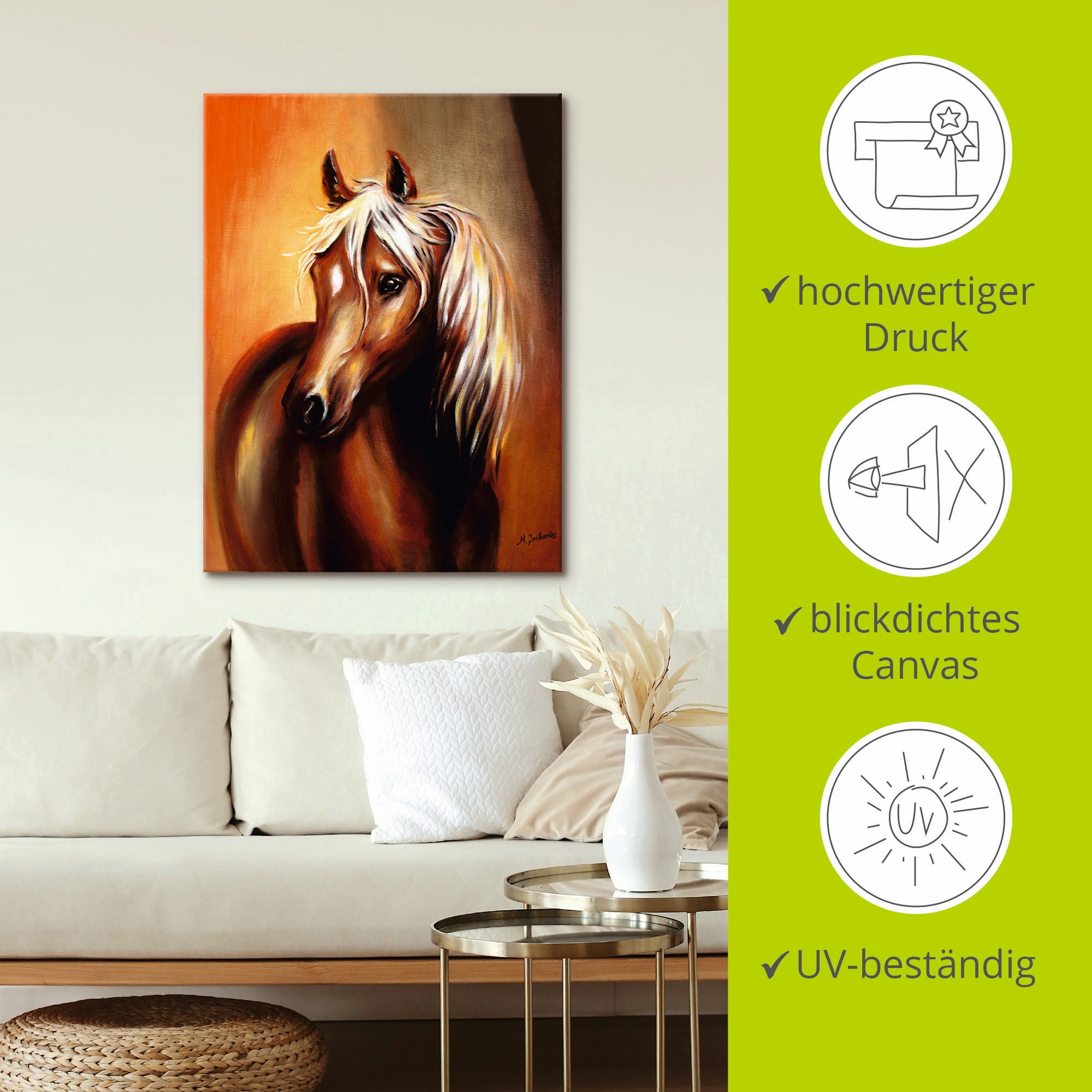 Artland Tableau sur toile »Pferd Fantasie« Animaux de compagnie 1 cuis tlg. tendu sur cadre en bois