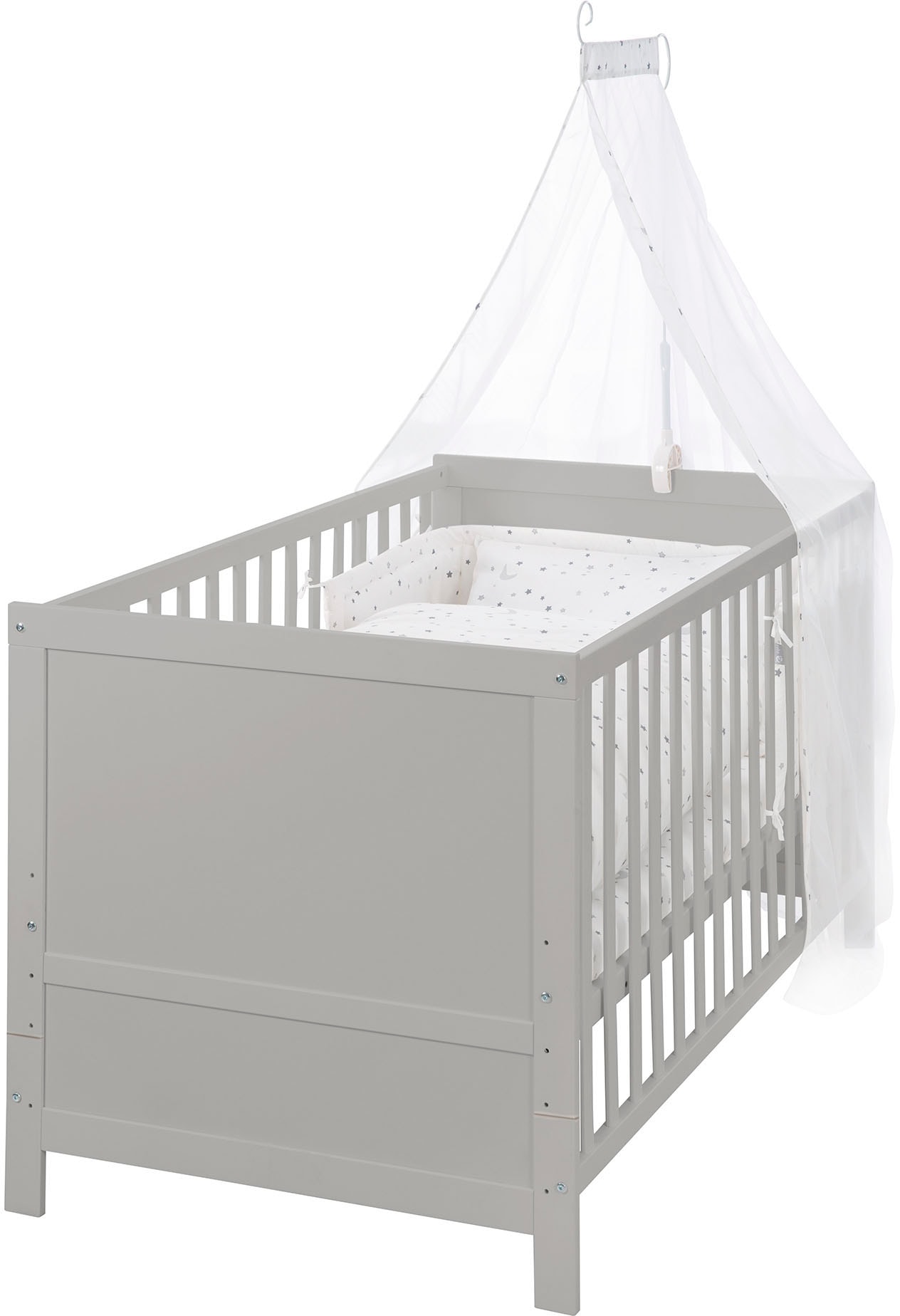 Komplettbett »Sternenzauber, taupe«, (7 tlg.), inkl. Babybett, Matratze, Lattenrost,...