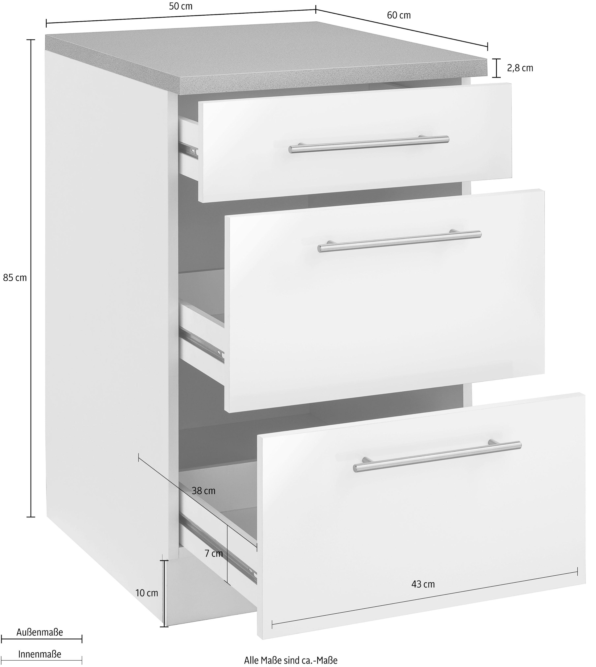 wiho Küchen Unterschrank »Cali« 50 cm breit, mit 2 grossen Auszügen