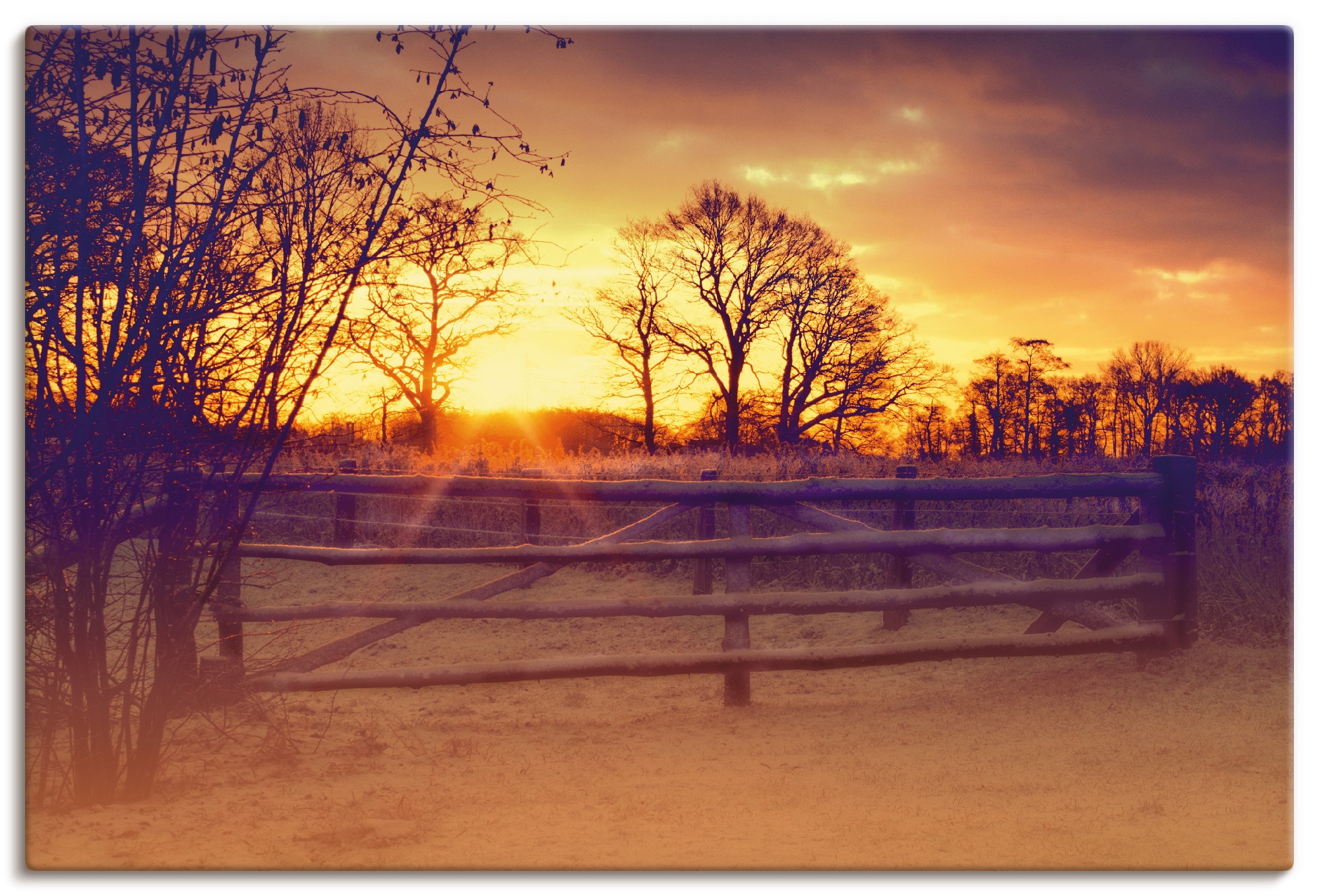 Image of Artland Leinwandbild "Sonnenaufgang im Februar" Sonnenaufgang & -untergang 1 Stk. tlg. auf Holzrahmen gespannt