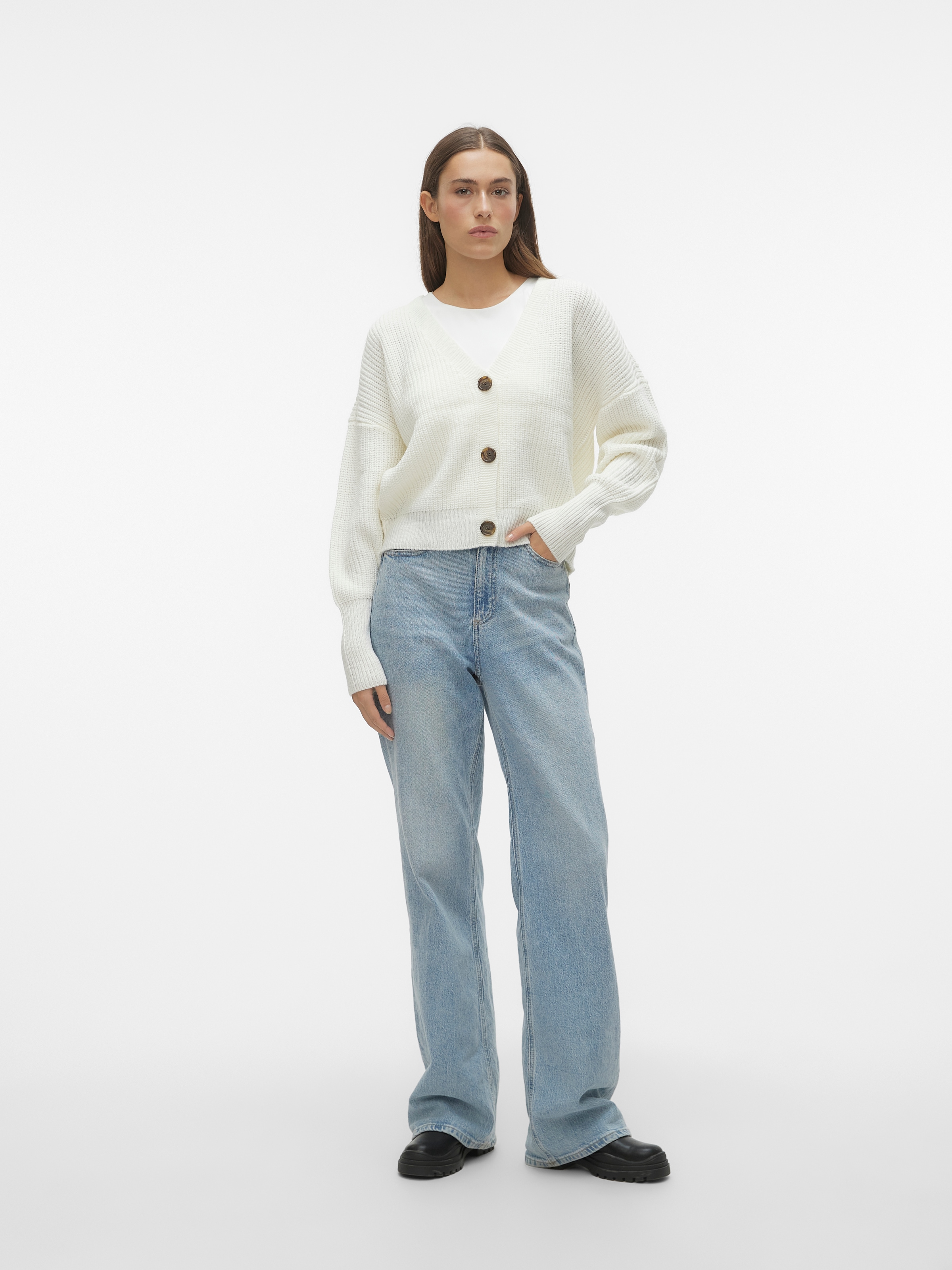 Vero Moda Strickjacke »VMLEA LS V-NECK CUFF CARDIGAN NOOS«, mit Knopfleiste