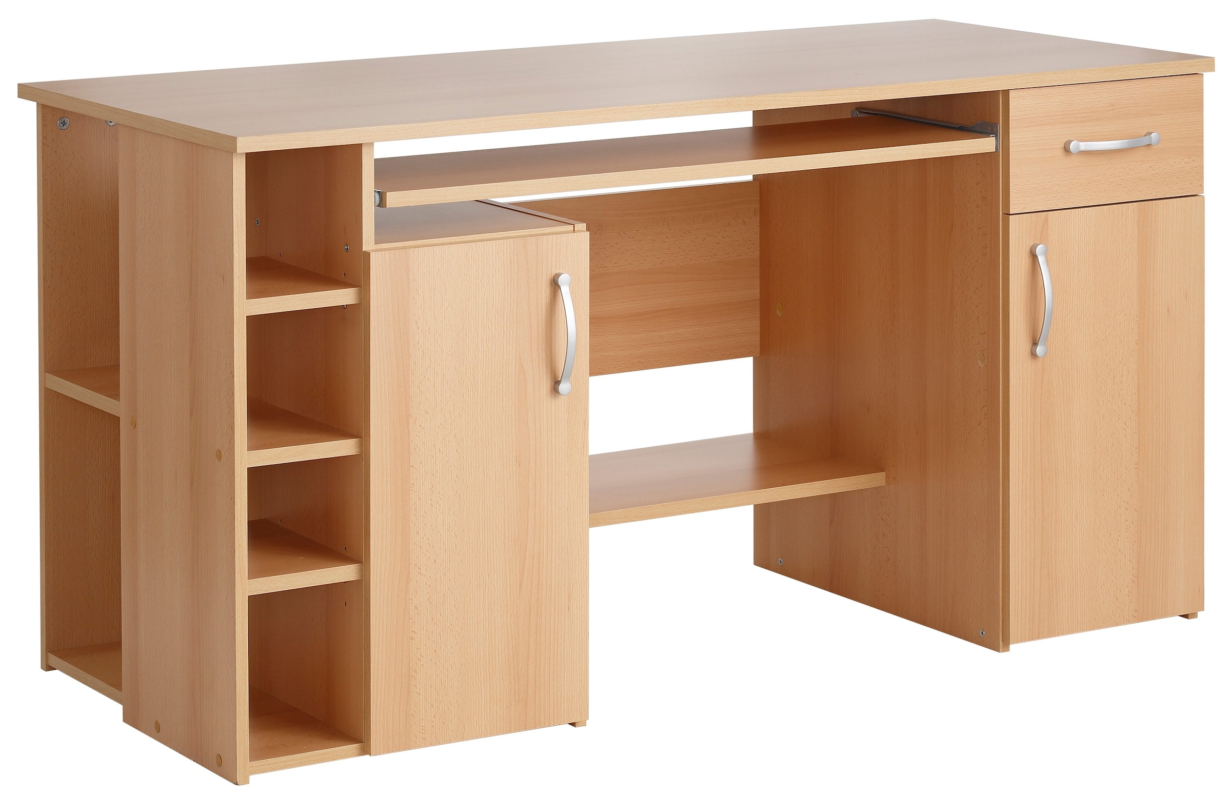 VOGL Möbelfabrik Schreibtisch »Tim mit seitlich offenen Fächern & Tastaturauszug,«, Druckerablage, 1 Schublade, Breite 138 cm, Made in Germany