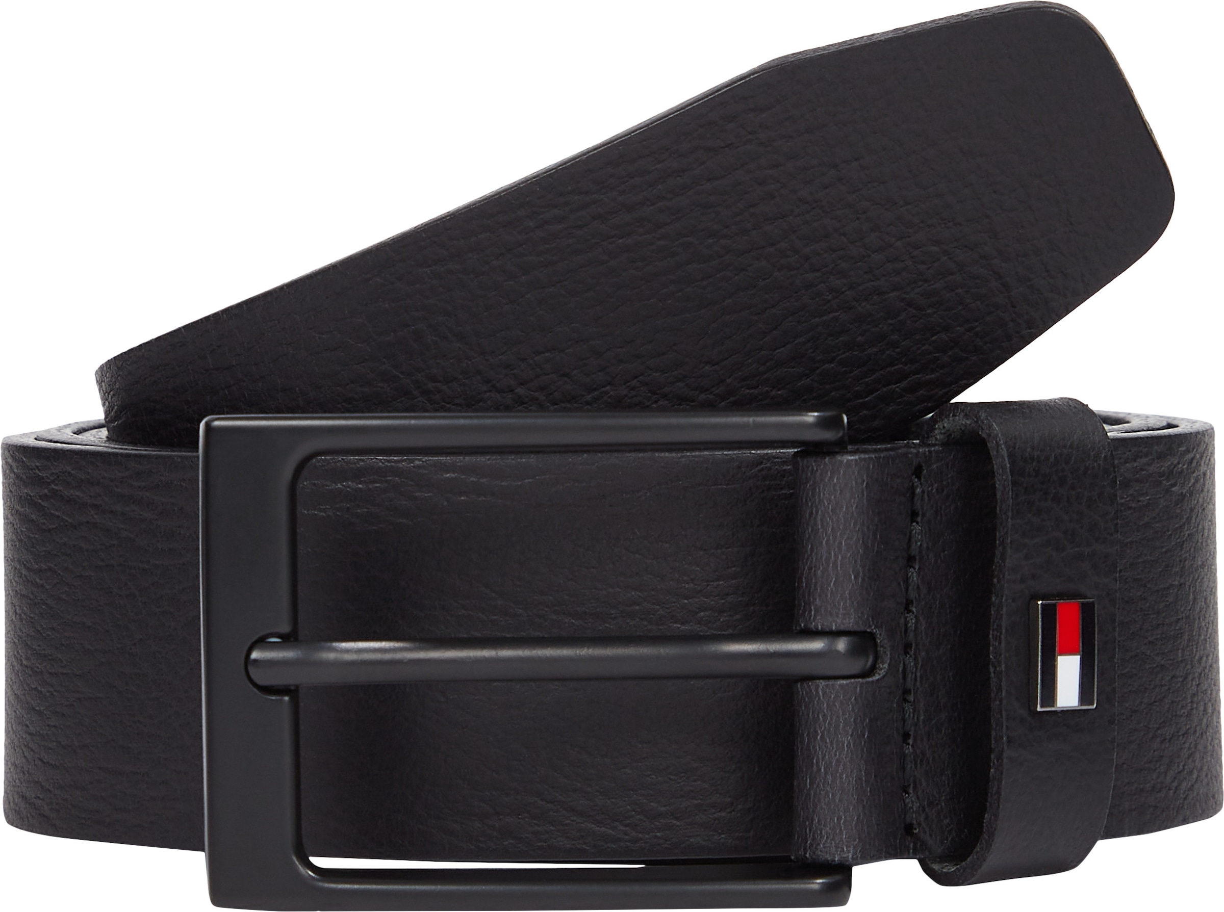Tommy Hilfiger Ledergürtel »LAYTON 3.5«, Metallpatch, Einfachdornschliesse