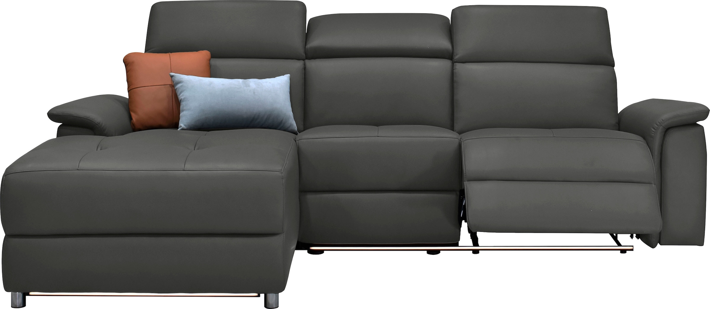 Home affaire Ecksofa »Pareli, L-Form, 259cm,m. Recamiere, Echtleder, Kunstleder, Webstoff« man. o. elektr. Relaxfunktion, USB/Kopfteilverstellg u. LED