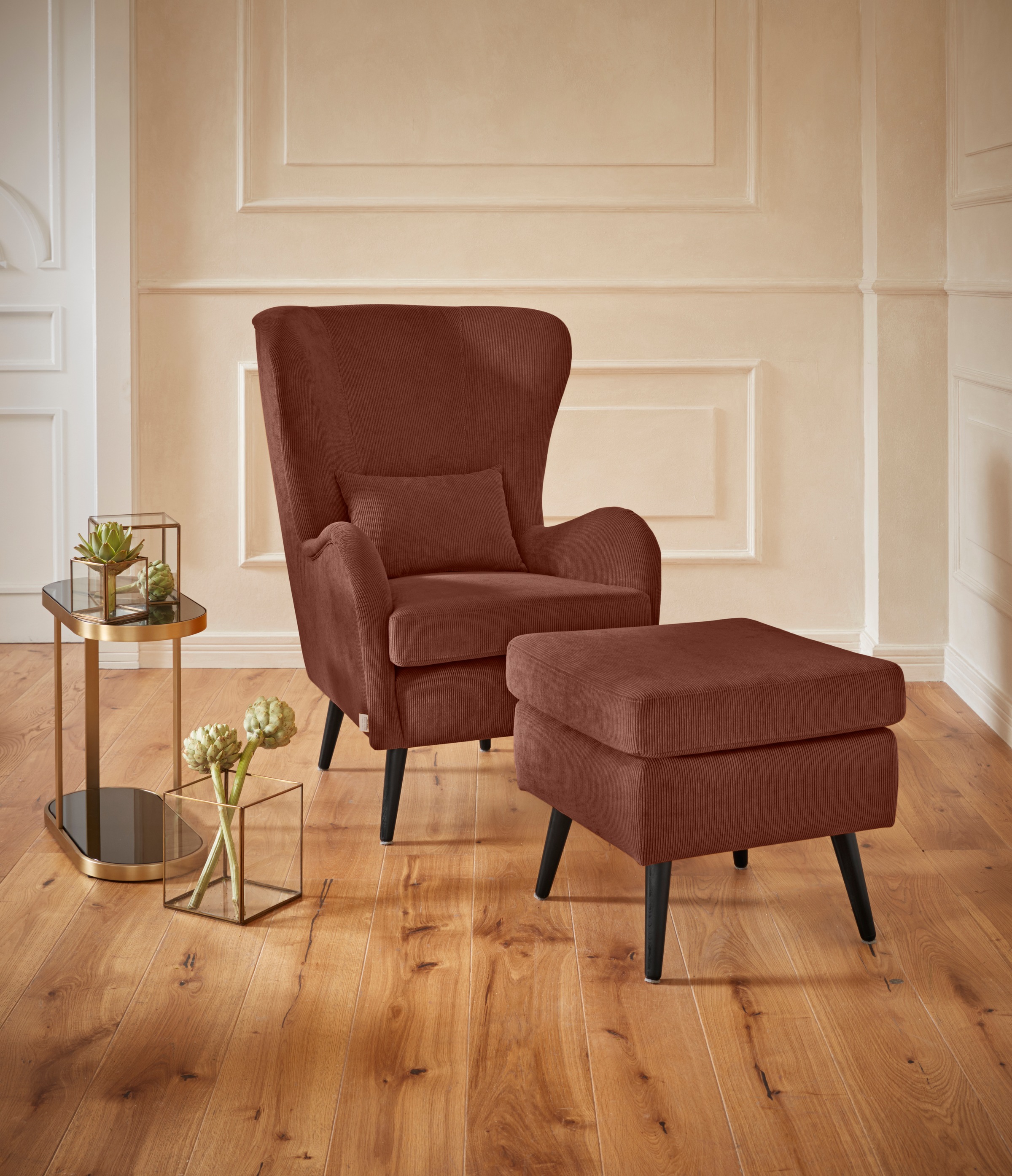 Guido Maria Kretschmer Home&Living Hocker »Salla«, Bezug auch in Luxus-Microfaser in Teddyfelloptik