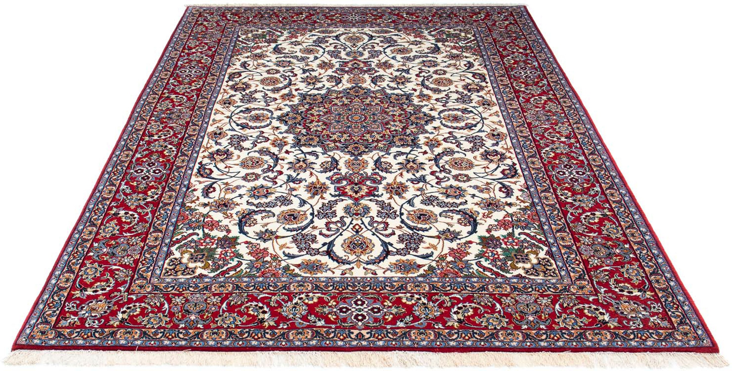 Image of morgenland Orientteppich »Perser - Isfahan - Premium - 231 x 158 cm - rot«, rechteckig, 6 mm Höhe, Wohnzimmer, Handgeknüpft, Einzelstück mit Zertifikat bei Ackermann Versand Schweiz