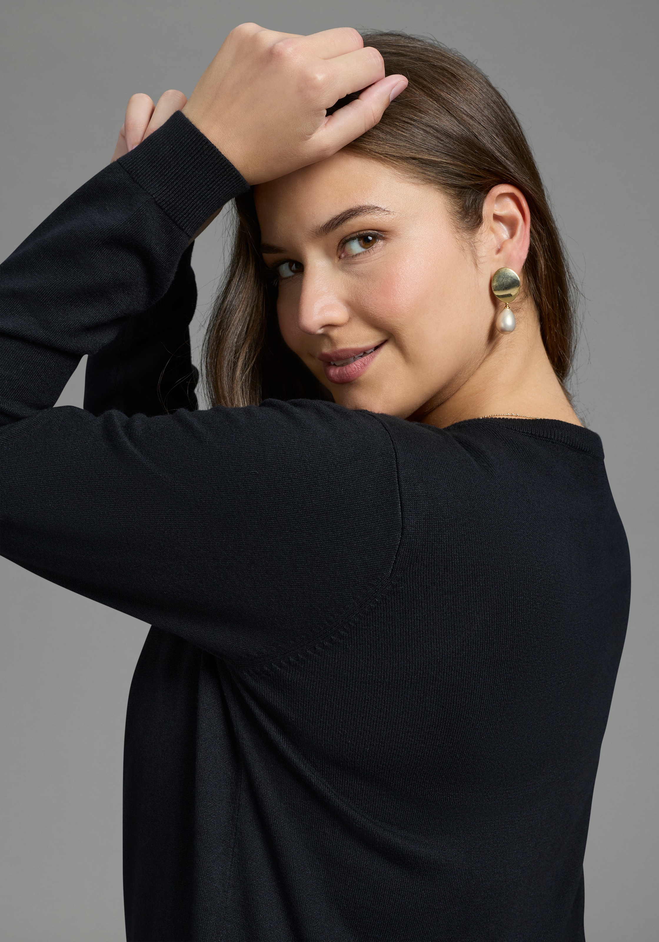 Laura Scott CURVE Veste en tricot »Grosse Grössen« forme longueur hanches, coupe fluide, col rond