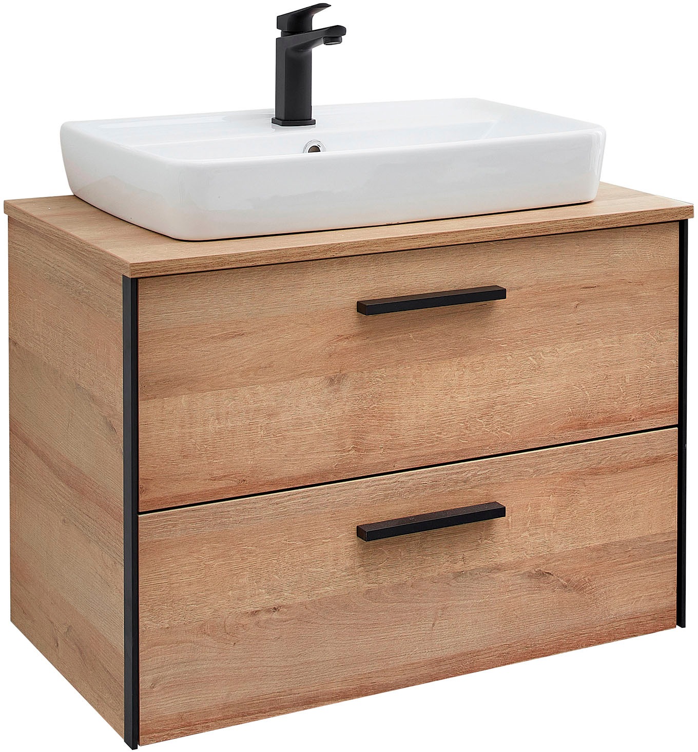 Saphir Ensemble de meubles de salle de bain »Quickset 395 2-teilig, Keramik-Aufsatzbecken mit LED-Spiegel« 4 cuis tlg.