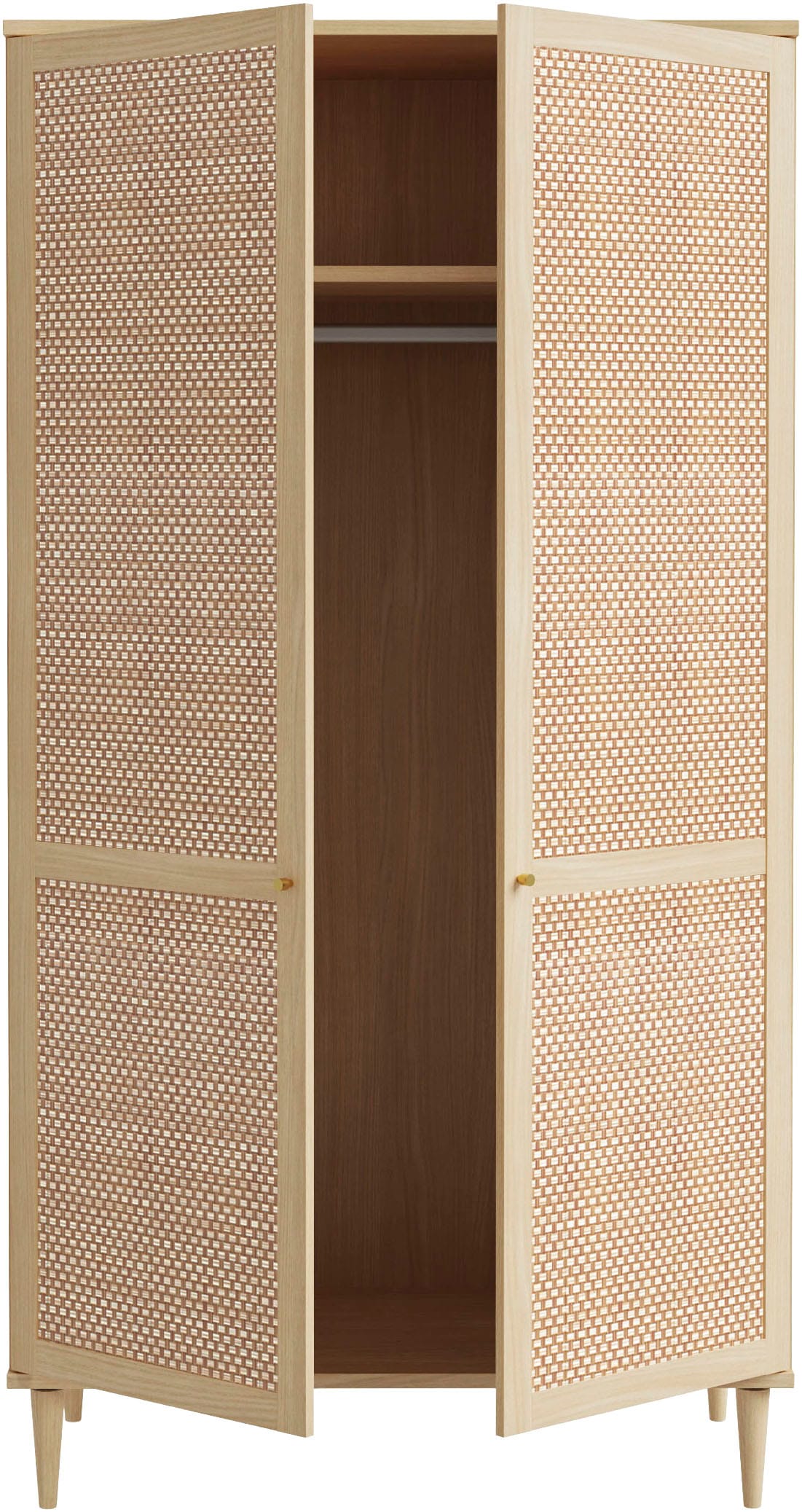 GOODproduct Kleiderschrank »ELLIAN mit Wiener Geflechtoptik, Rattan, Boho Stil, Vintage« Holzfüsse, Metallgriffe, Made in EU, viel Stauraum, FSC® zertifiziert