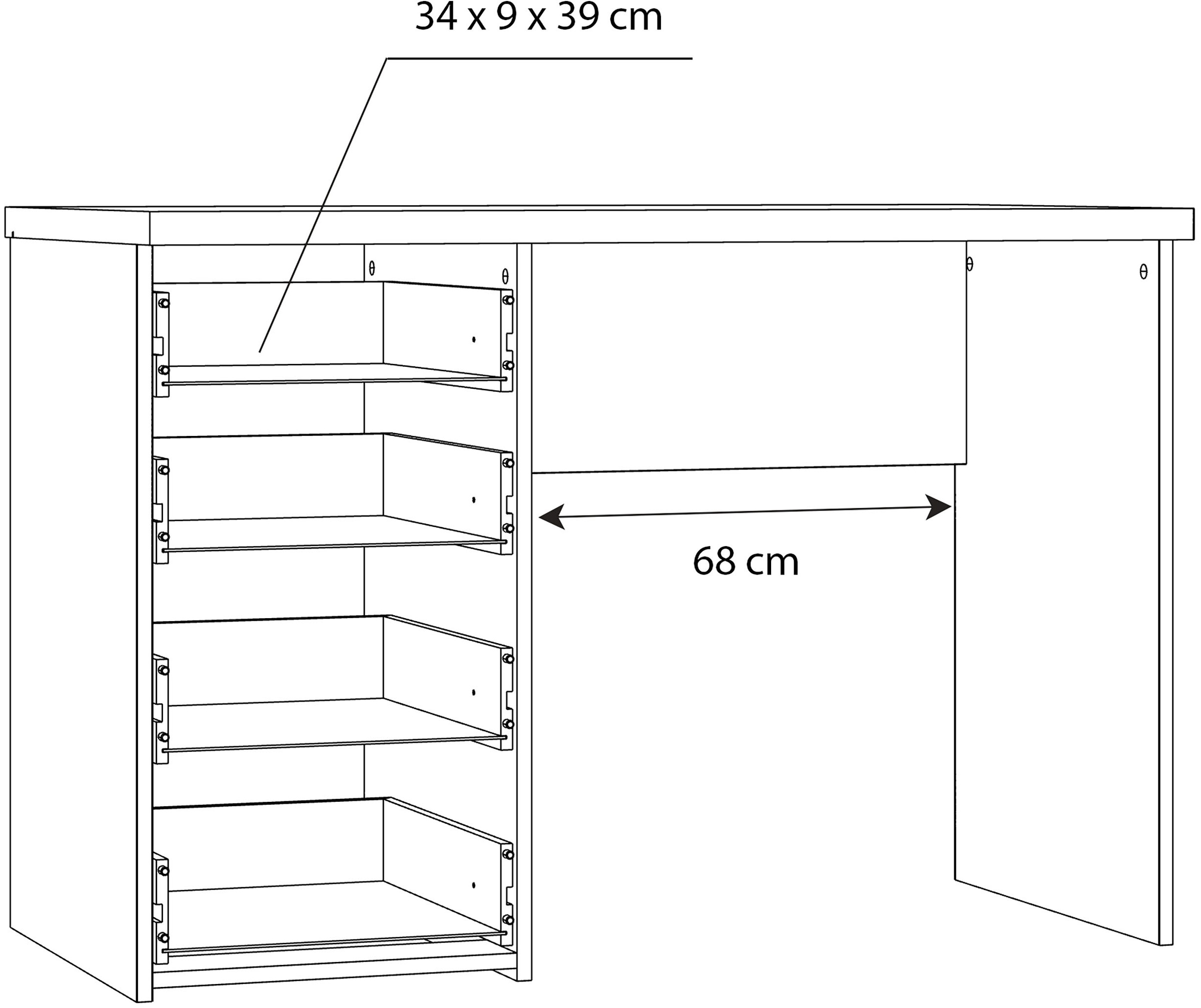 FORTE Bureau »NET« avec 4 tiroirs, largeur 110 cm