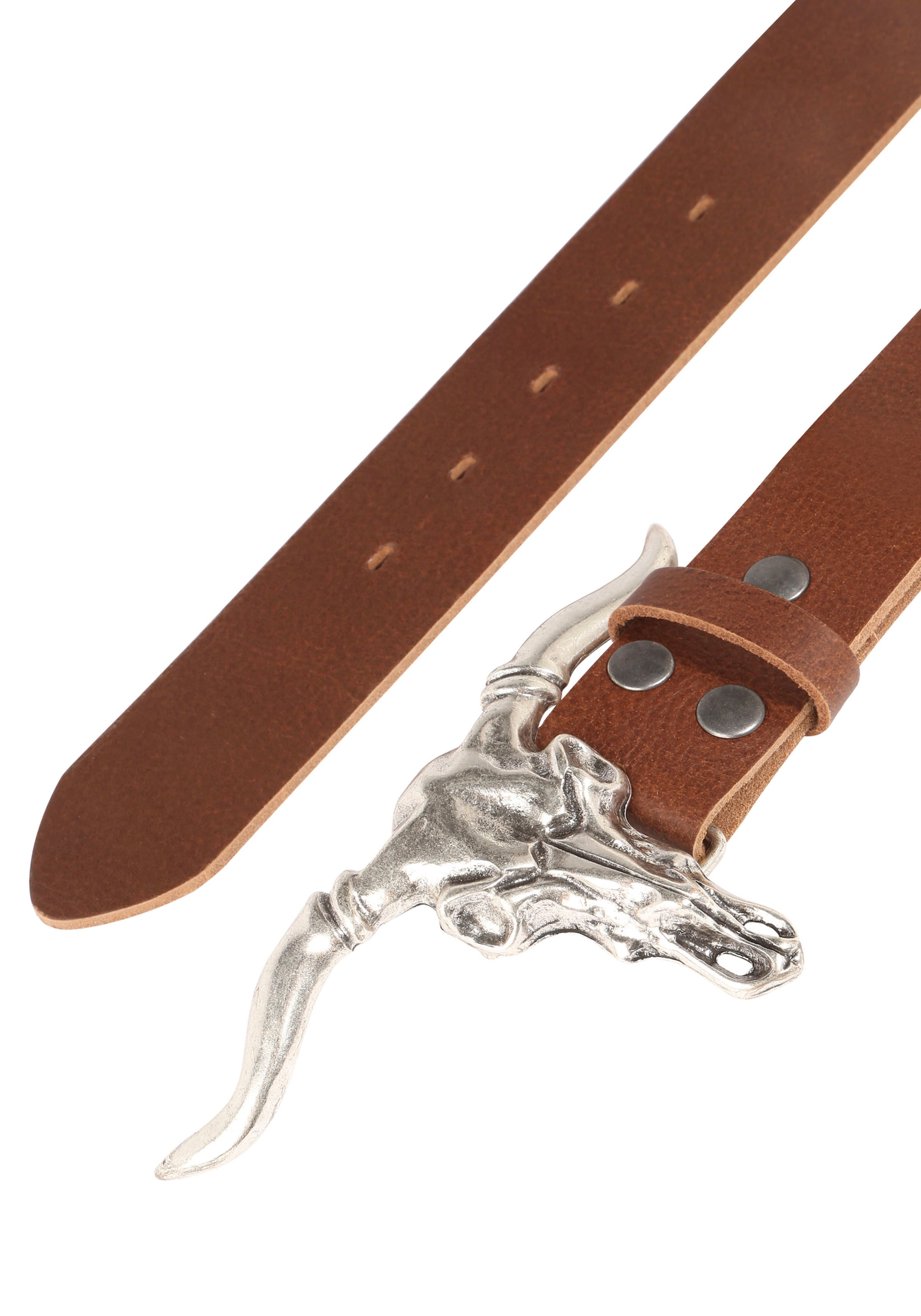 Rettungsring Gürtel Ledergürtel mit austauschbarer Schliesse »Büffelkopf«