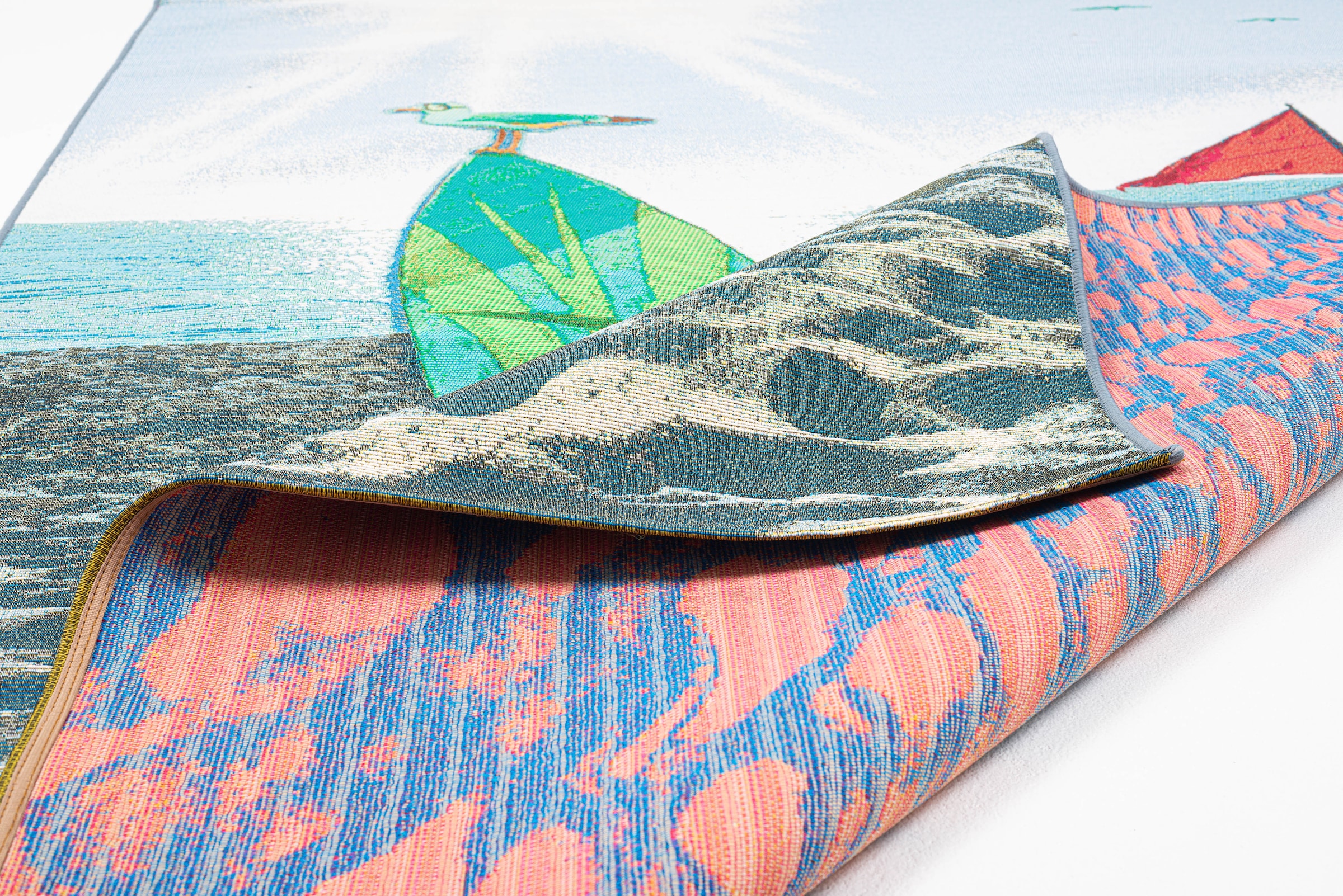 Sansibar Teppich »Rantum Beach SA-021« rechteckig 5 mm Höhe Flachgewebe, modernes Design, Strand & Surfboard, Outdoor geeignet