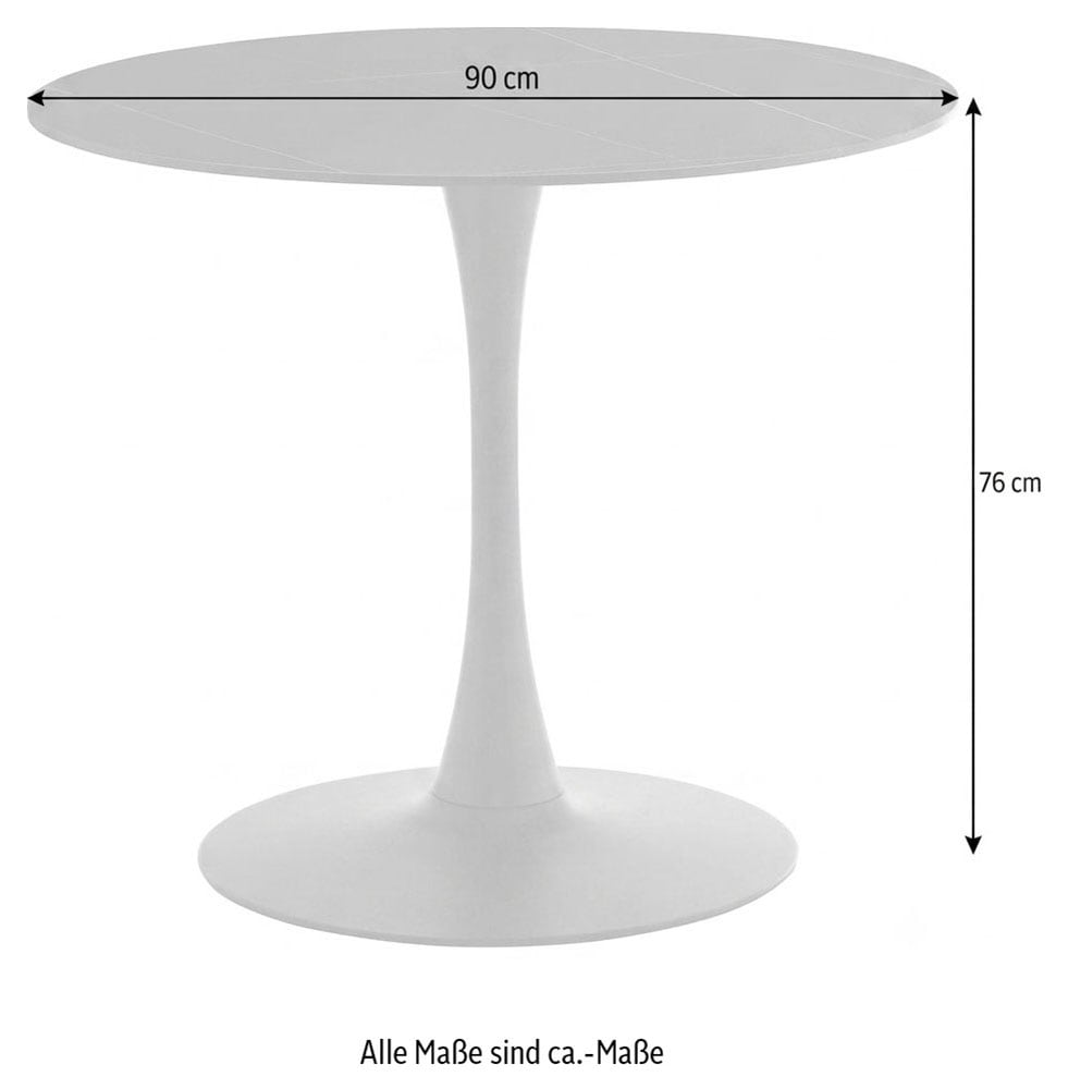 GOODproduct Esstisch »Freya« 1 Stk. tlg. Runder Tisch 90cm in Sinterstein, Black Copper mit schwarzem Säulenfuss