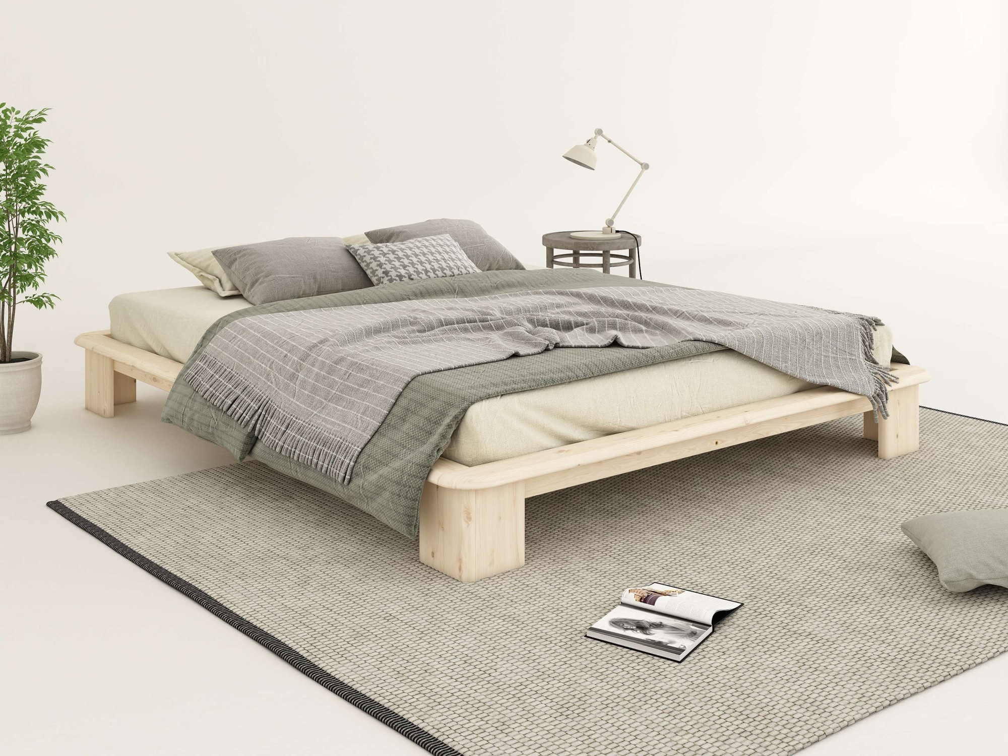 Image of GOODproduct Futonbett "Peregrin, Bett, Bettgestell, Massivholzbett" inklusive Lattenrost, aus massiver Kiefer, FSC