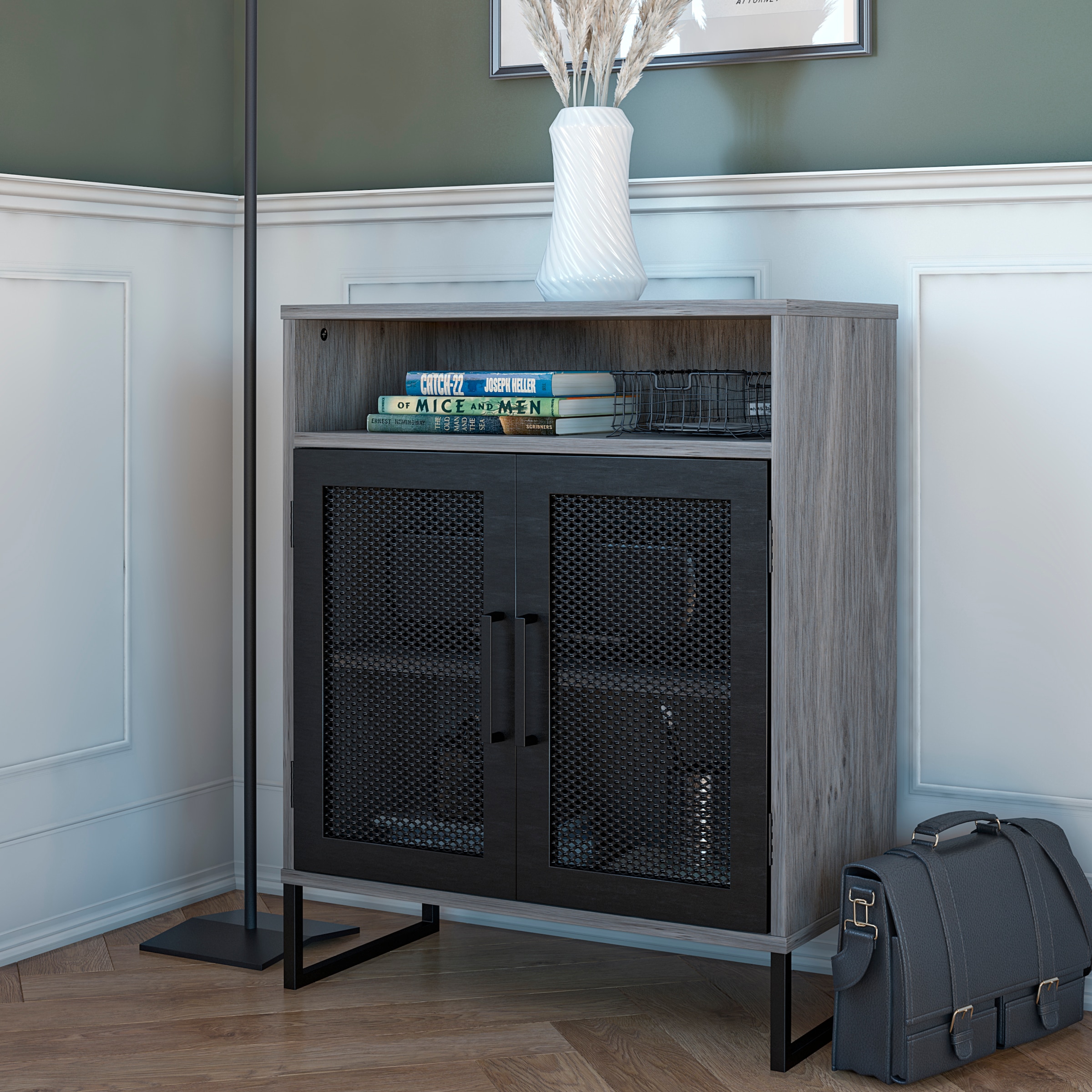 Dorel Home Aktenschrank »Purdue«, Türen mit Magnetverschluss, Mesh aus Metall, Breite 61 cm, Höhe 76,5 cm