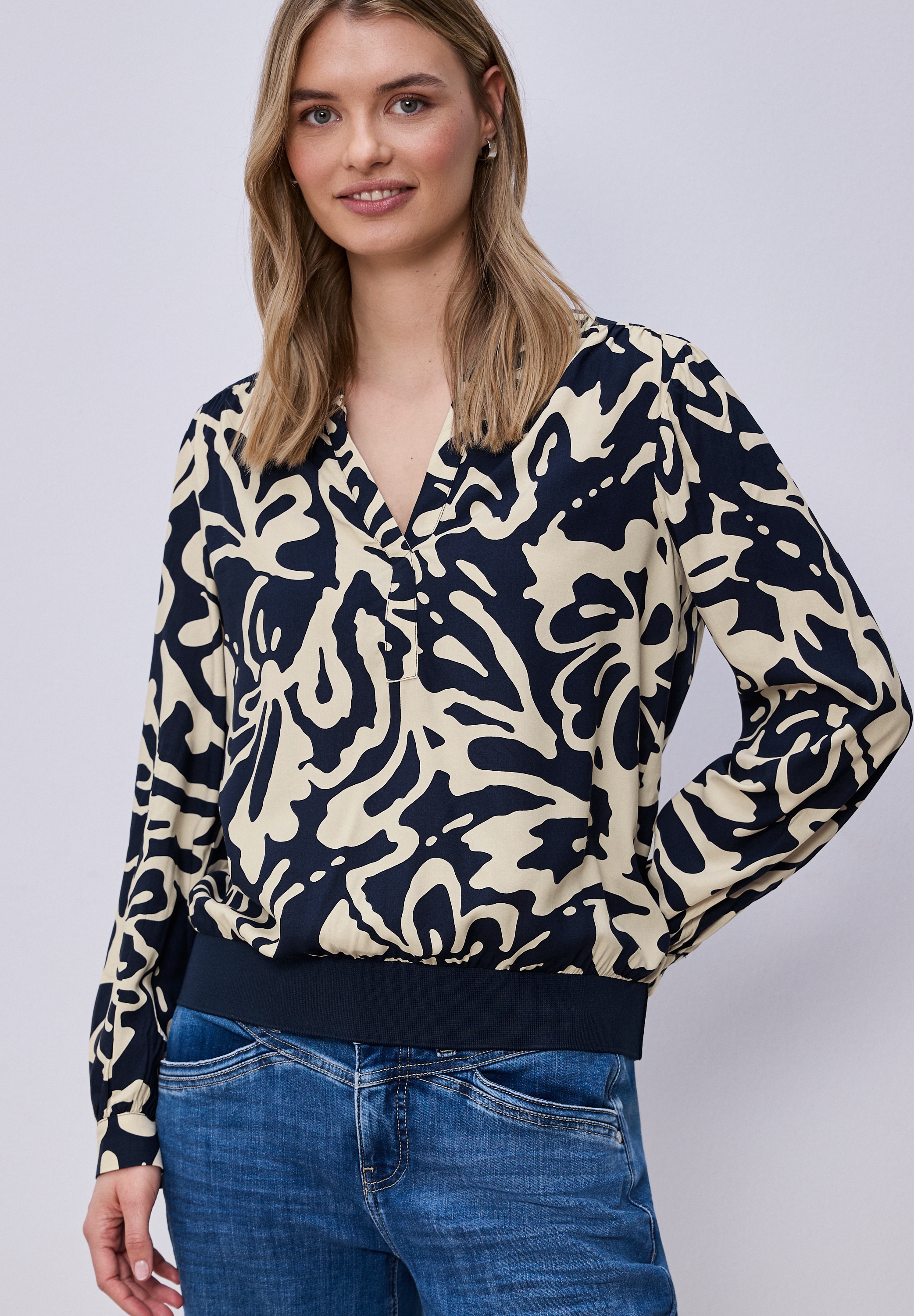 Image of STREET ONE Langarmbluse mit All-Over Print