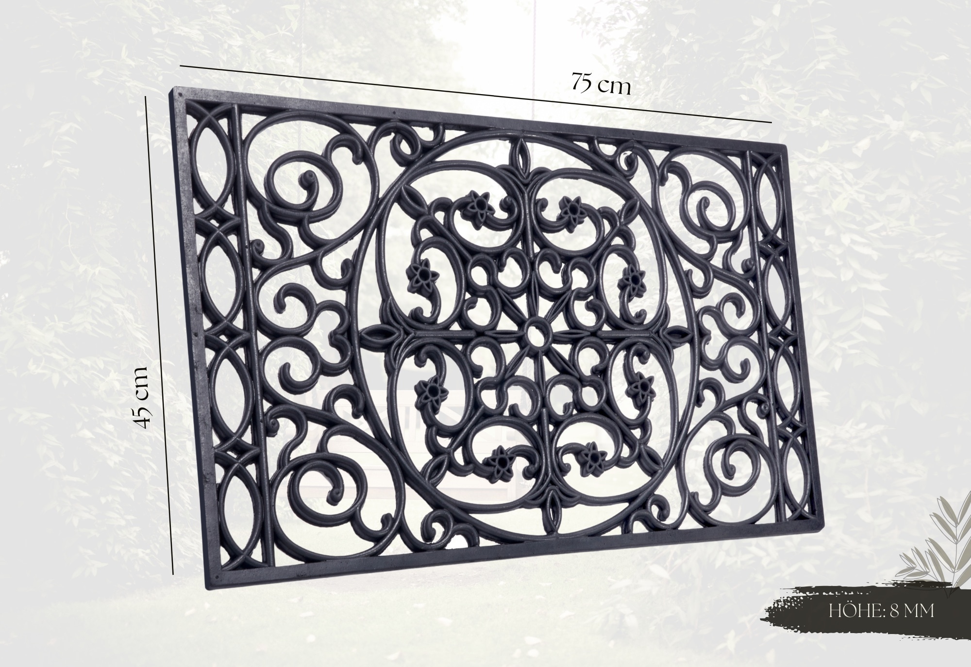 HANSE Home Fussmatte »Mix Mats Gusseisen-Optik Gummi Trellis, Türmatte«, rechteckig, 8 mm Höhe, Strapazierfähig, pflegeleicht, robust, wetterfest, UV-beständig