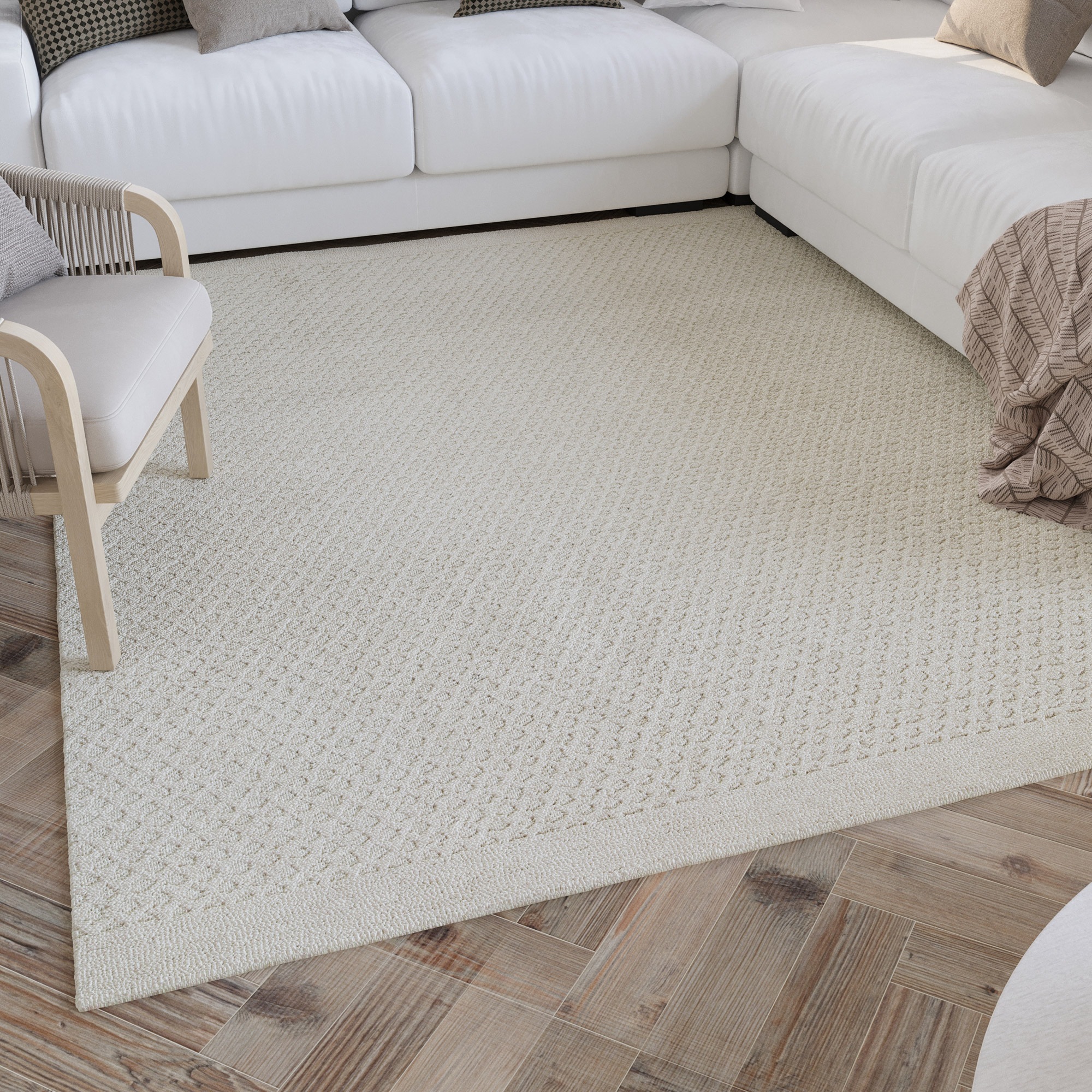Image of Wecon home Wollteppich "Hamptons THIRTYEIGHT" rechteckig 11 mm Höhe Läufer, Schurwolle, Kurzflor, Wohn- & Schlafzimmer, elegant, Waben