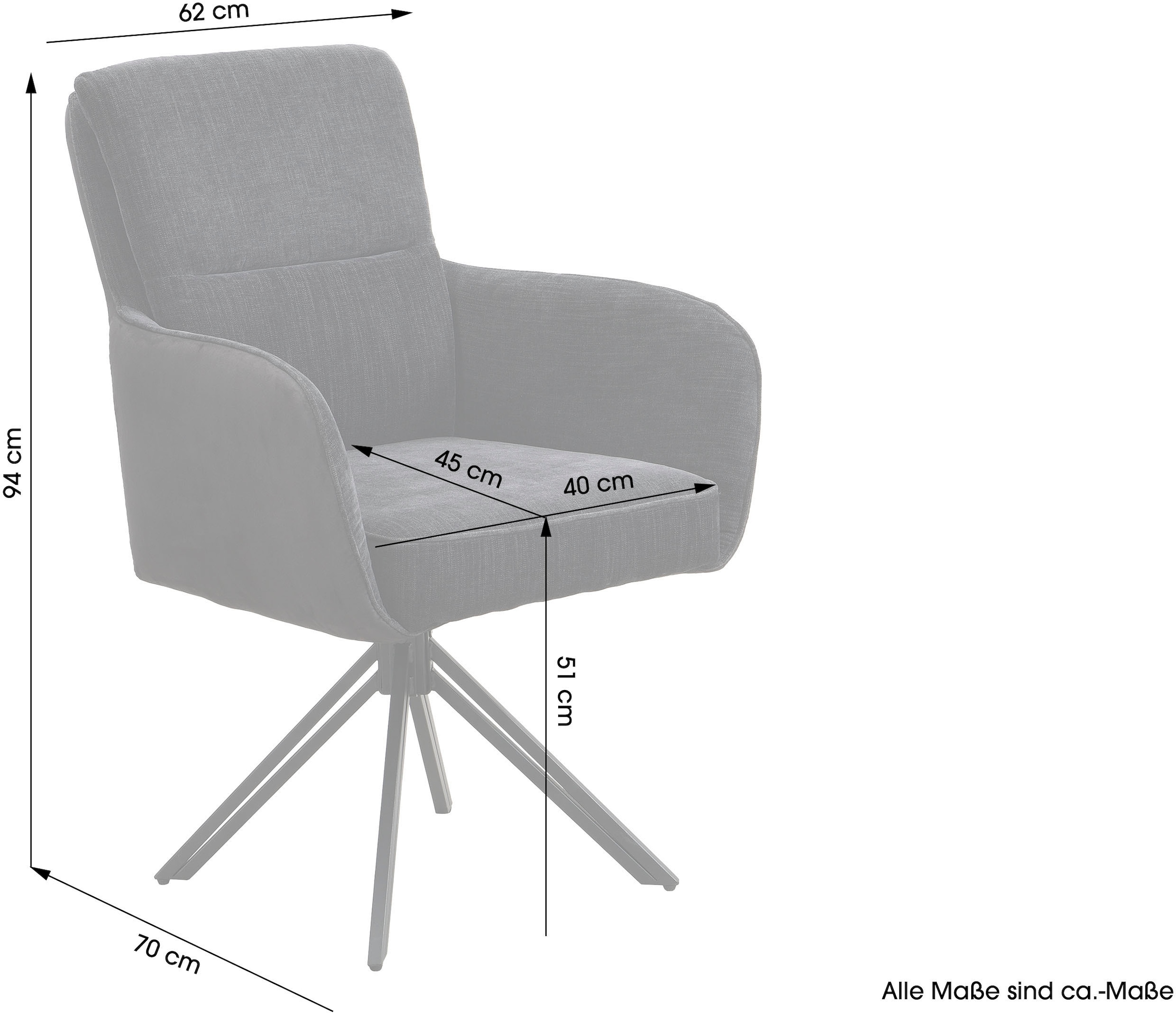 byLIVING Esszimmerstuhl »Tino« (Set) 2 Stk.360 Grad drehbar mit Federkernpolsterung, hochwertige Polsterbezüge
