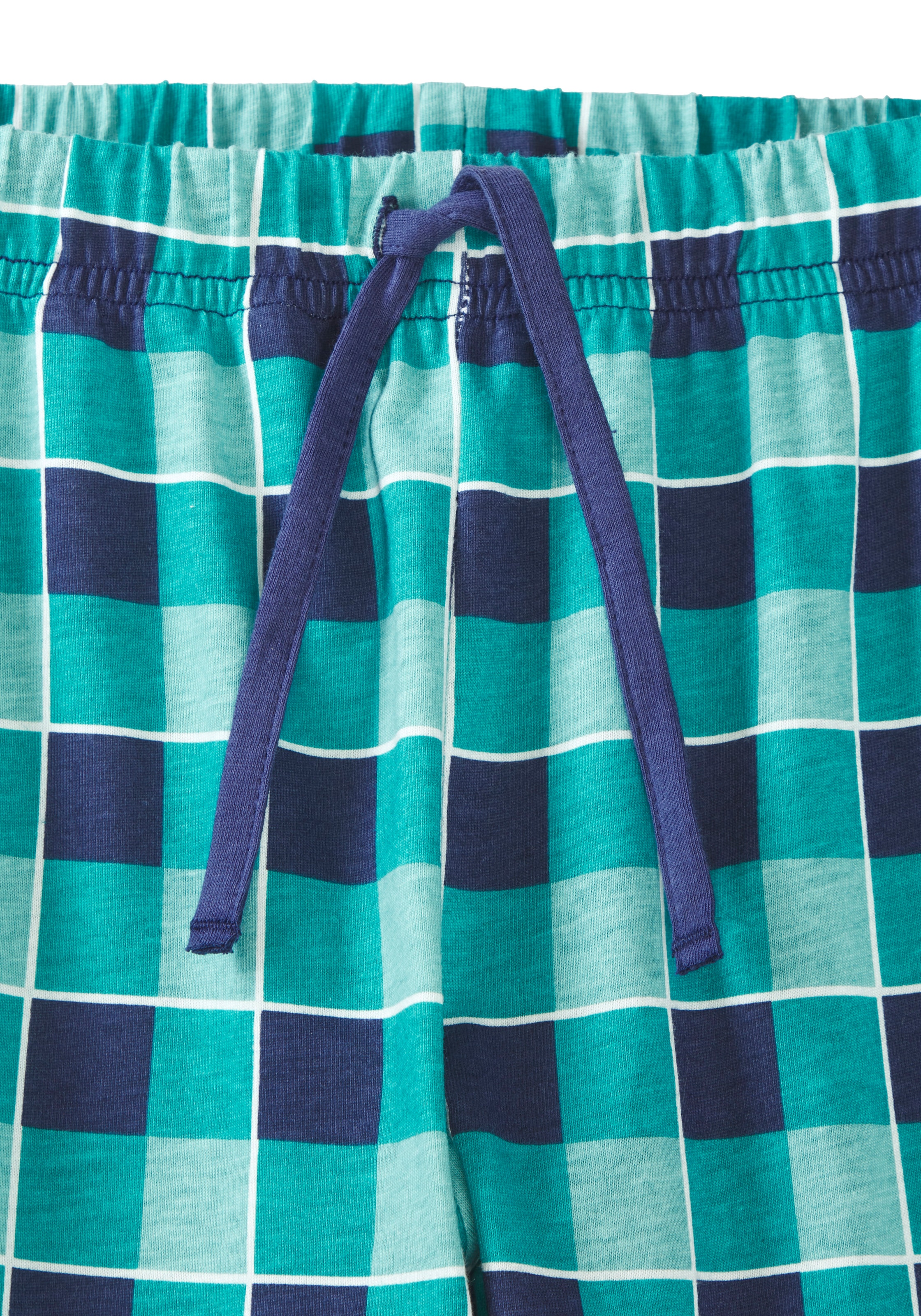 AUTHENTIC LE JOGGER Pyjama »Schlafanzug« 1 pièce, 2 en coton, motif à carreaux, col rond