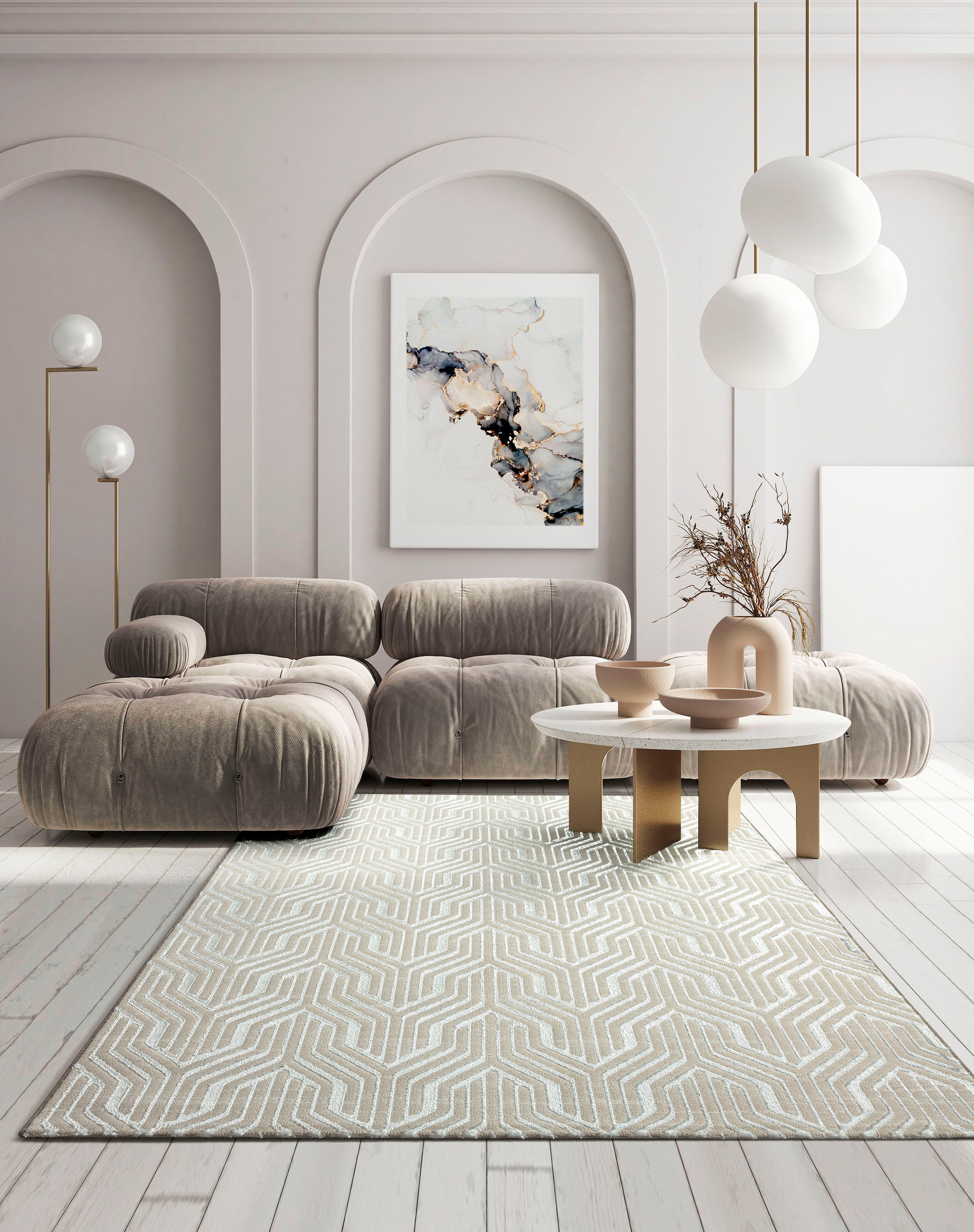 merinos Teppich »Creation 50057«, rechteckig, elegant, glänzend, Kurzflor, pflegeleicht, Wohnzimmer