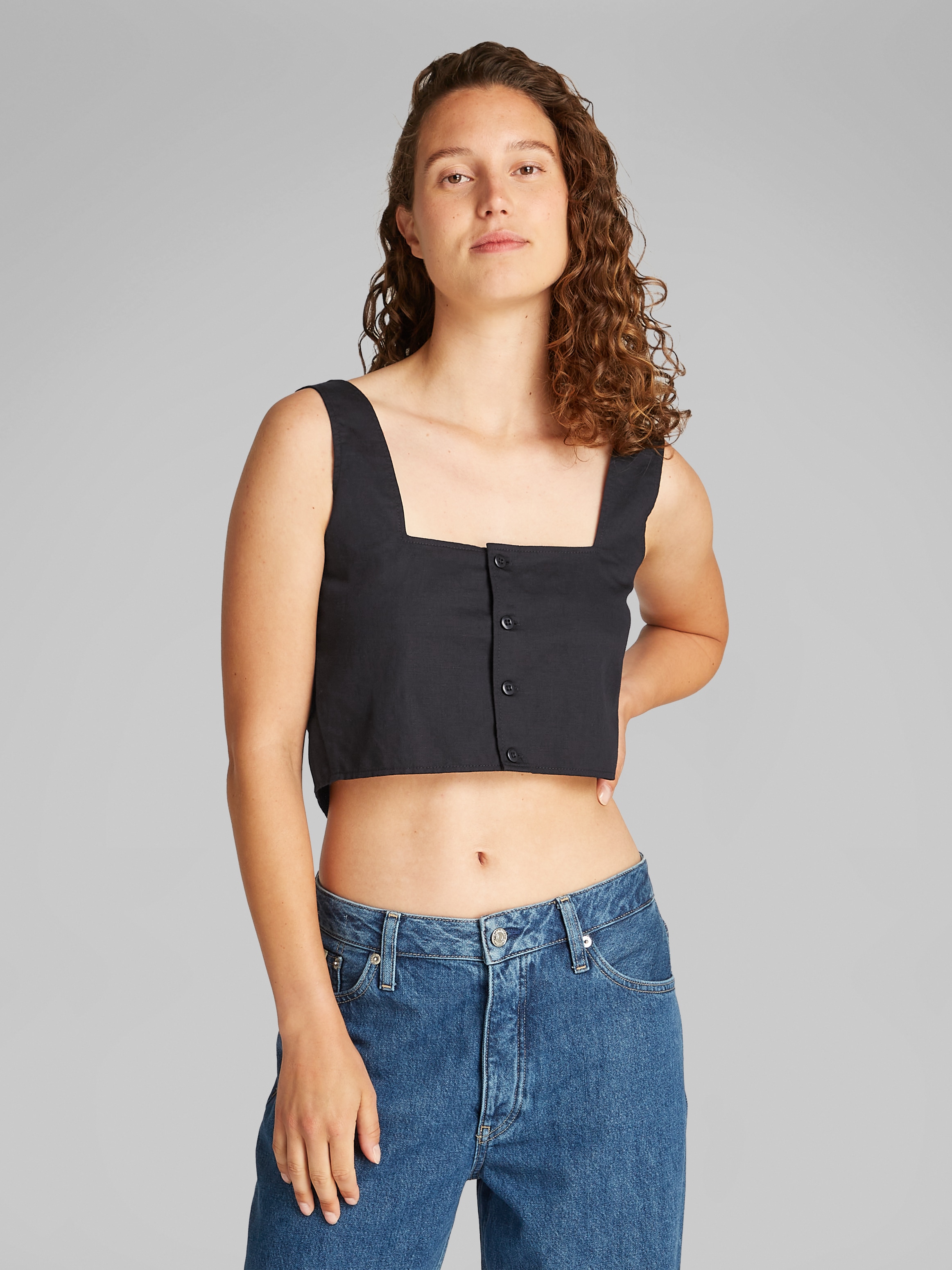 Image of Calvin Klein Crop-Top "SOFT LINEN TOP" mit Trägern