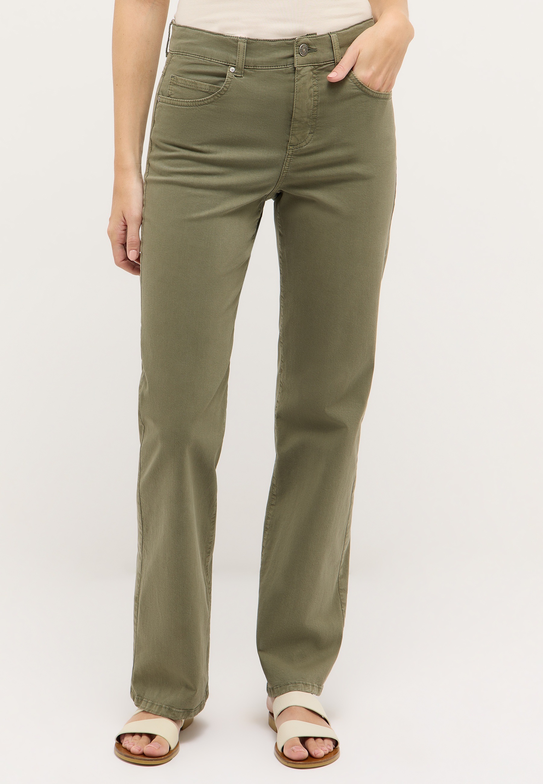 Angels, Unisex, ANGELS 5-Pocket-Jeans »Style Straight Lara« mit Stretch, schwarz khaki used, 40, Länge 32, Jeans Authentic Sport Cotton von Angels