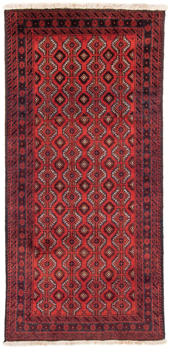 Image of morgenland Hochflor-Läufer »Belutsch Durchgemustert Rosso 185 x 97 cm«, rechteckig, 0,8 mm Höhe, Handgeknüpft bei Ackermann Versand Schweiz