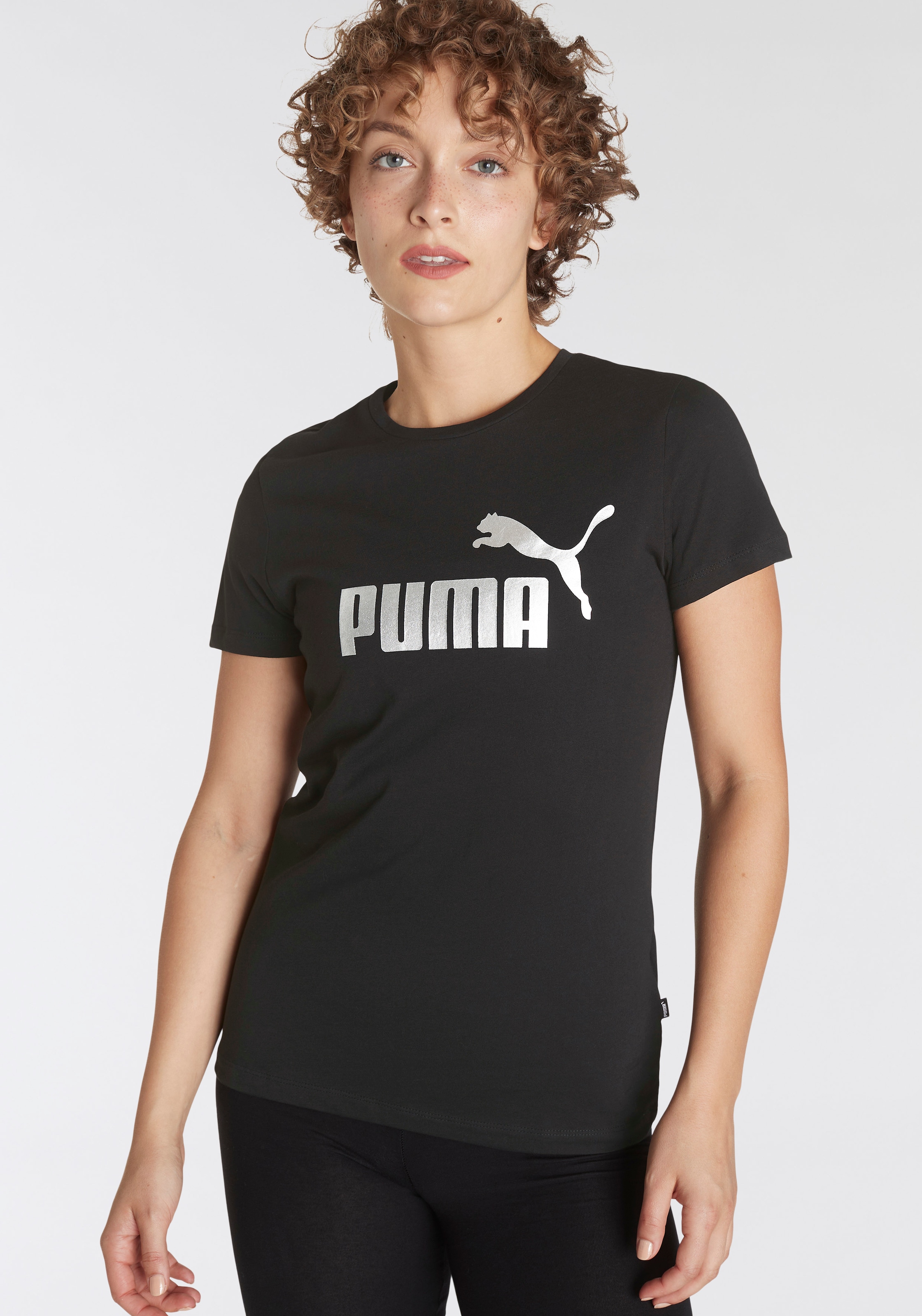 PUMA T-Shirt »ESS+ METALLIC LOGO TEE«