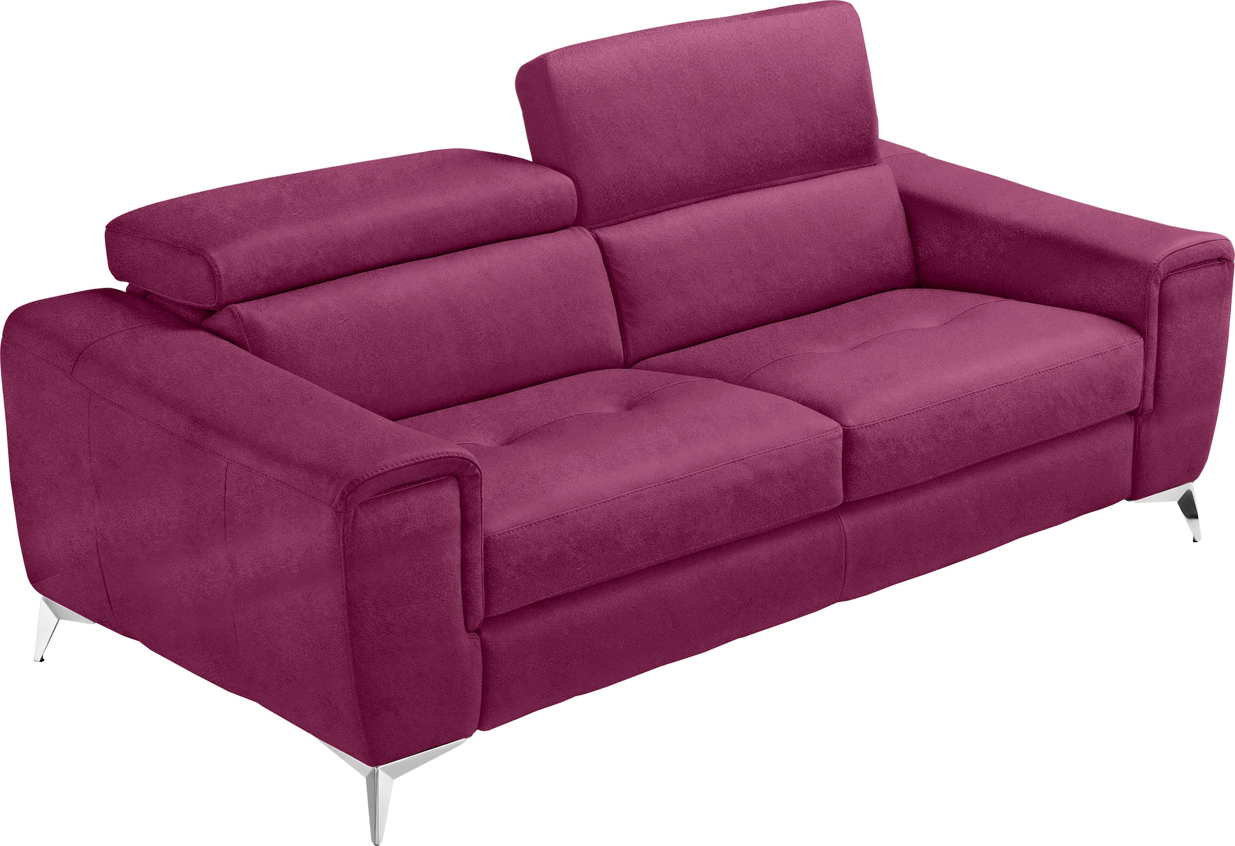 Image of Egoitaliano Schlafsofa "Francine Designsofa, Loungesofa mit Dauerschlaffunktion, Breite 233 cm" mit Bettfunktion, Luxus-Microfaser BLUSH, fuchsia, Fussfarbe chrom