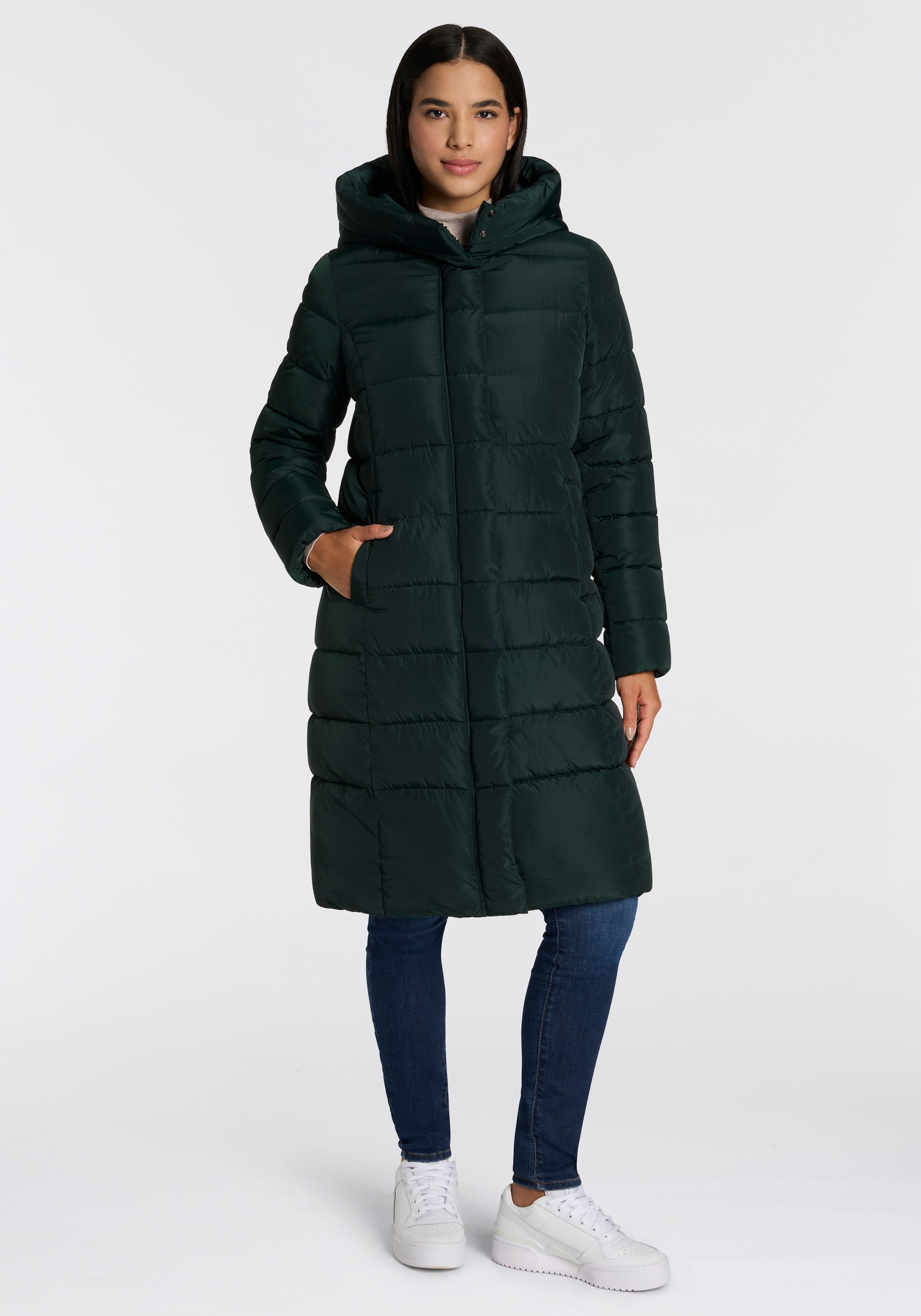 Image of ONLY Steppmantel "ONLTINA – Puffermantel mit Premium-Füllung und verdecktem Zipper" regular fit, casual, Steppware, Kunstfaser, hochschliessend
